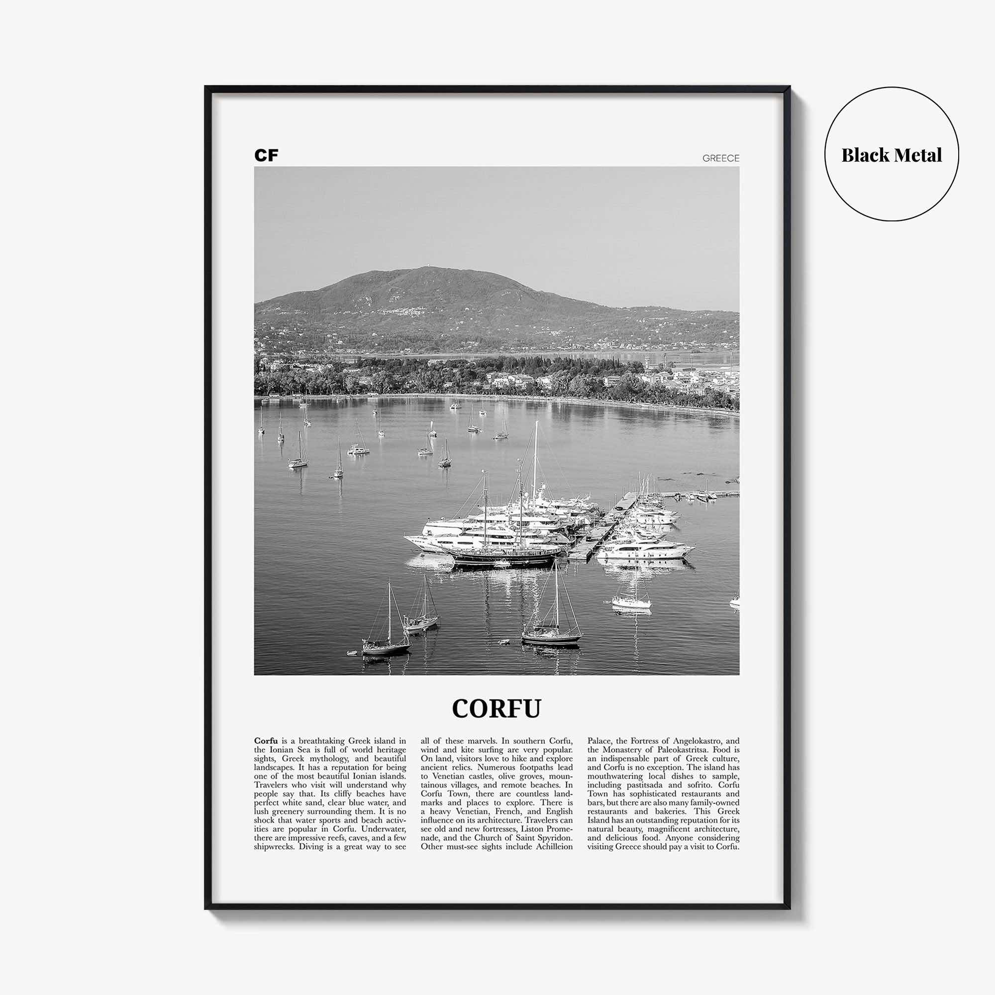 Corfu Print Black and White, Corfu Wall Art, Corfu Poster, Corfu Photo, Corfu Wall Décor, Kerkyra, Κέρκυρα, Greece, Ionian Islands