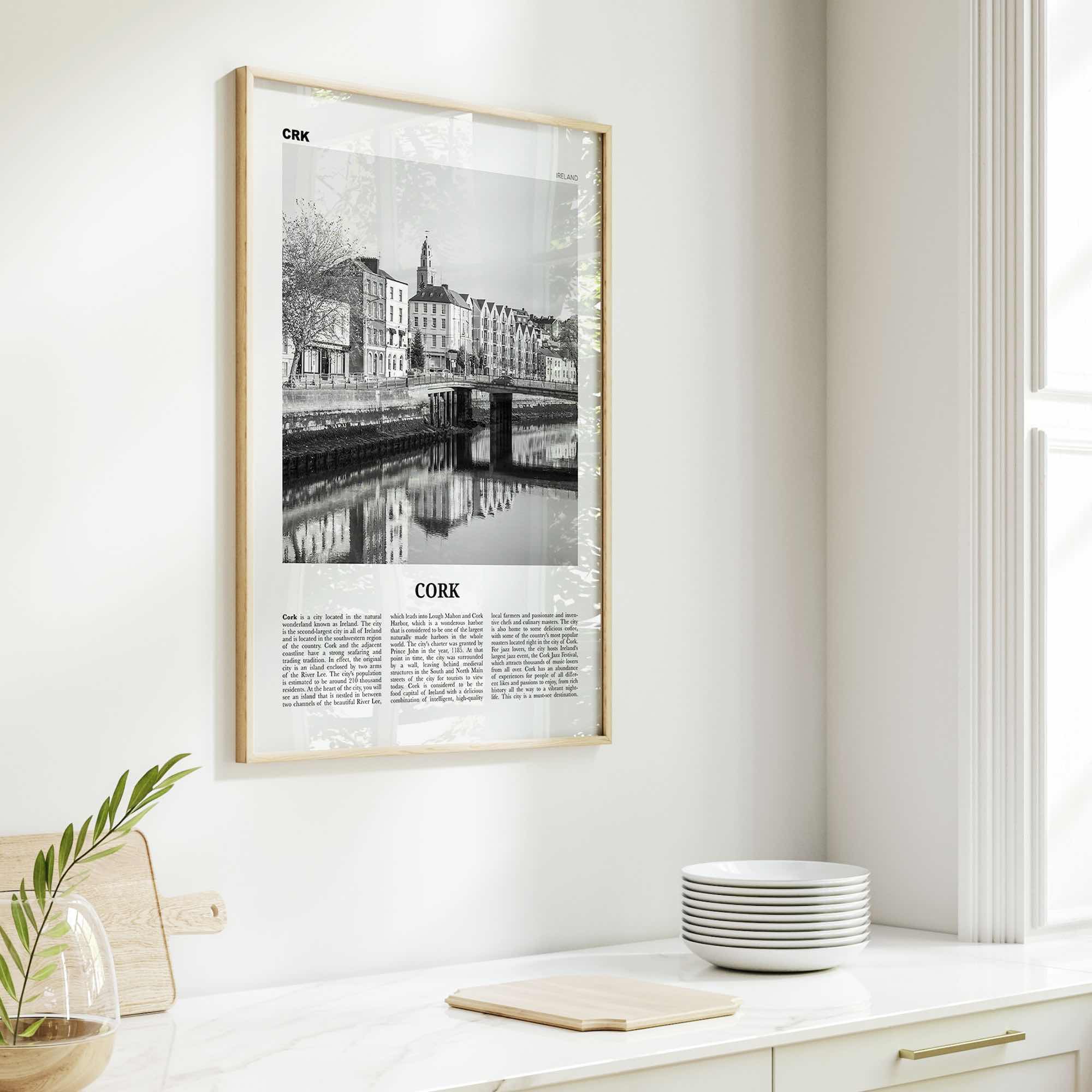 Cork Print Black and White, Cork Wall Art, Cork Poster, Cork Photo, Cork Wall Décor, Corcaigh, Ireland, Munster