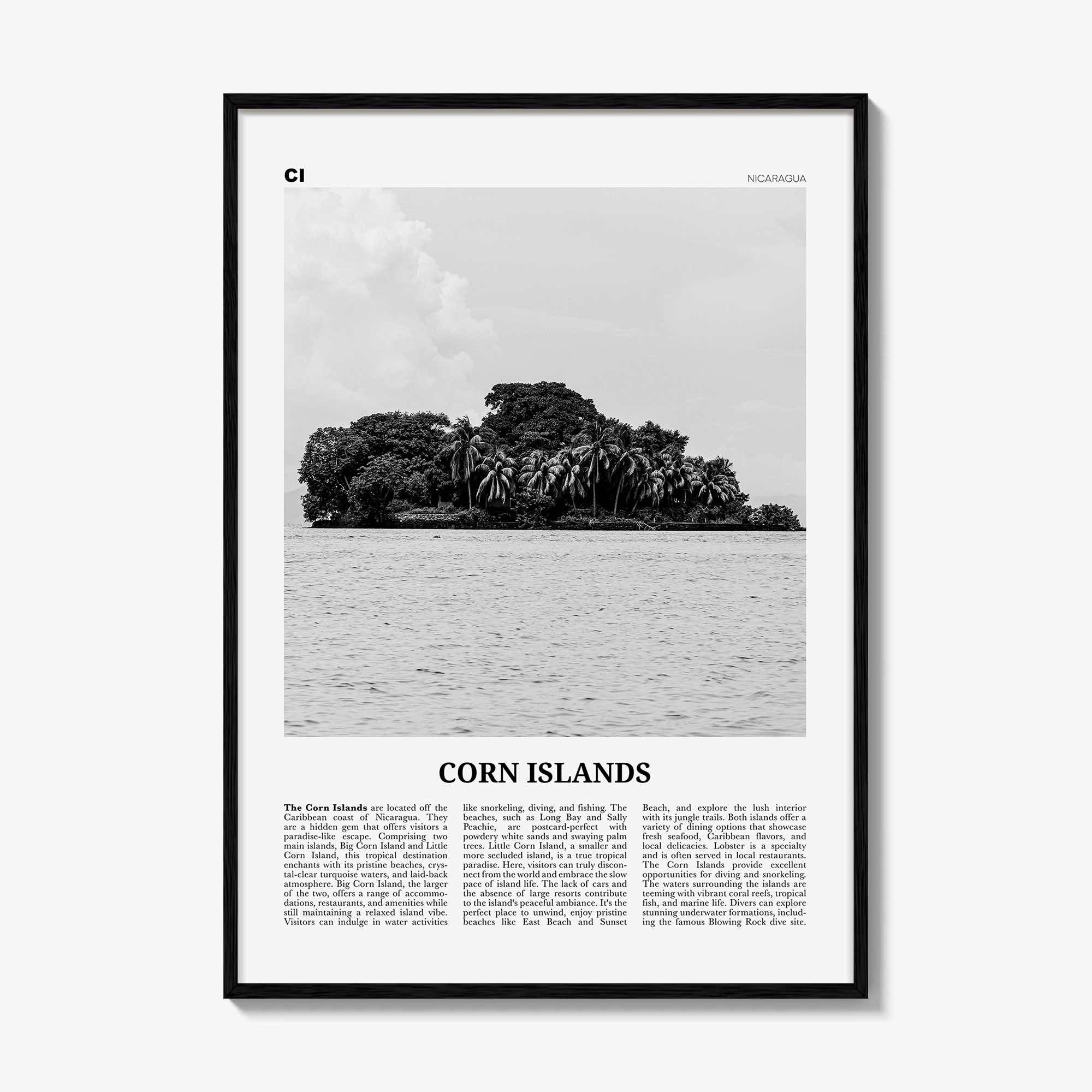 Corn Islands Print Black and White, Corn Islands Wall Art, Corn Islands Poster, Corn Islands Photo, Corn Islands Wall Décor, Nicaragua