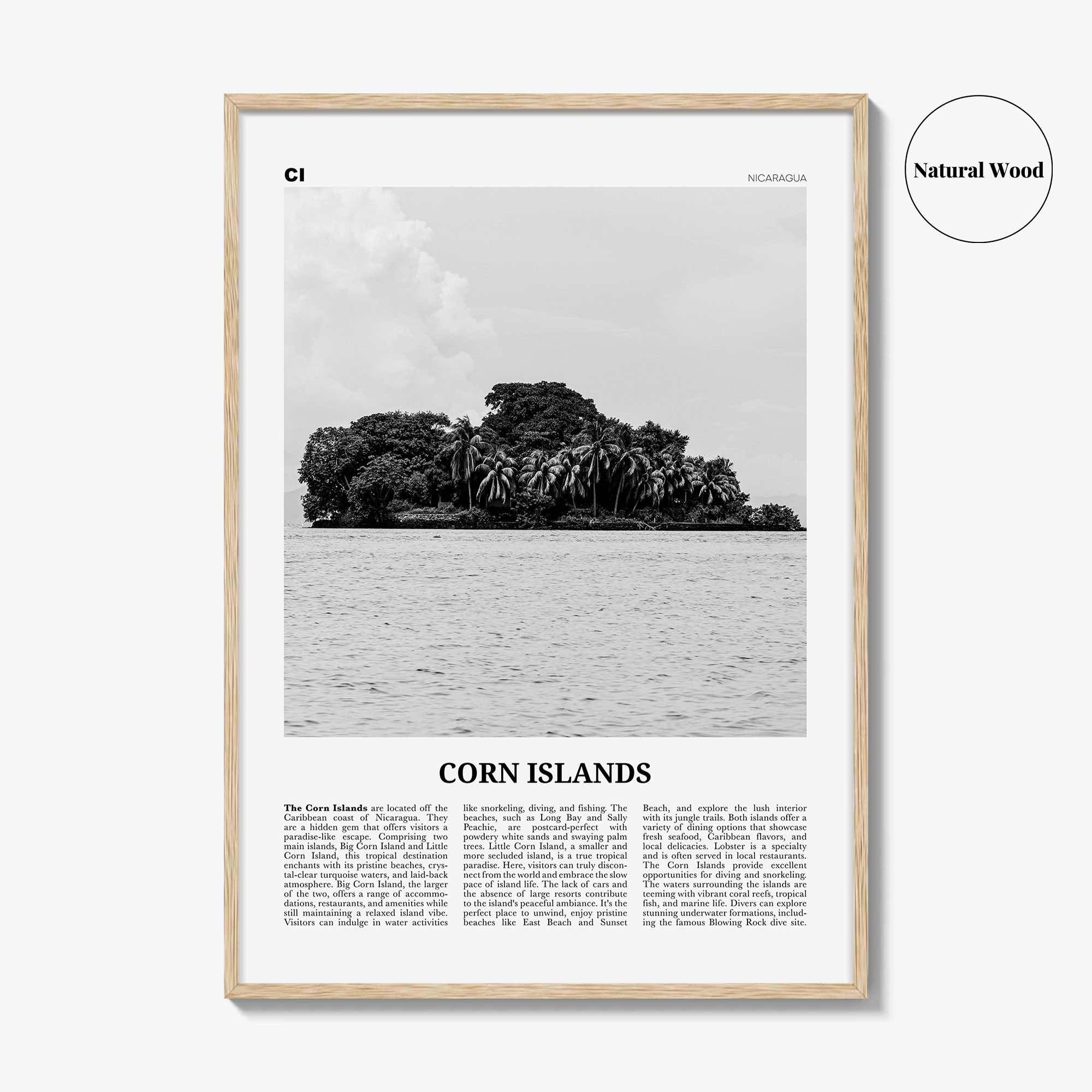 Corn Islands Print Black and White, Corn Islands Wall Art, Corn Islands Poster, Corn Islands Photo, Corn Islands Wall Décor, Nicaragua