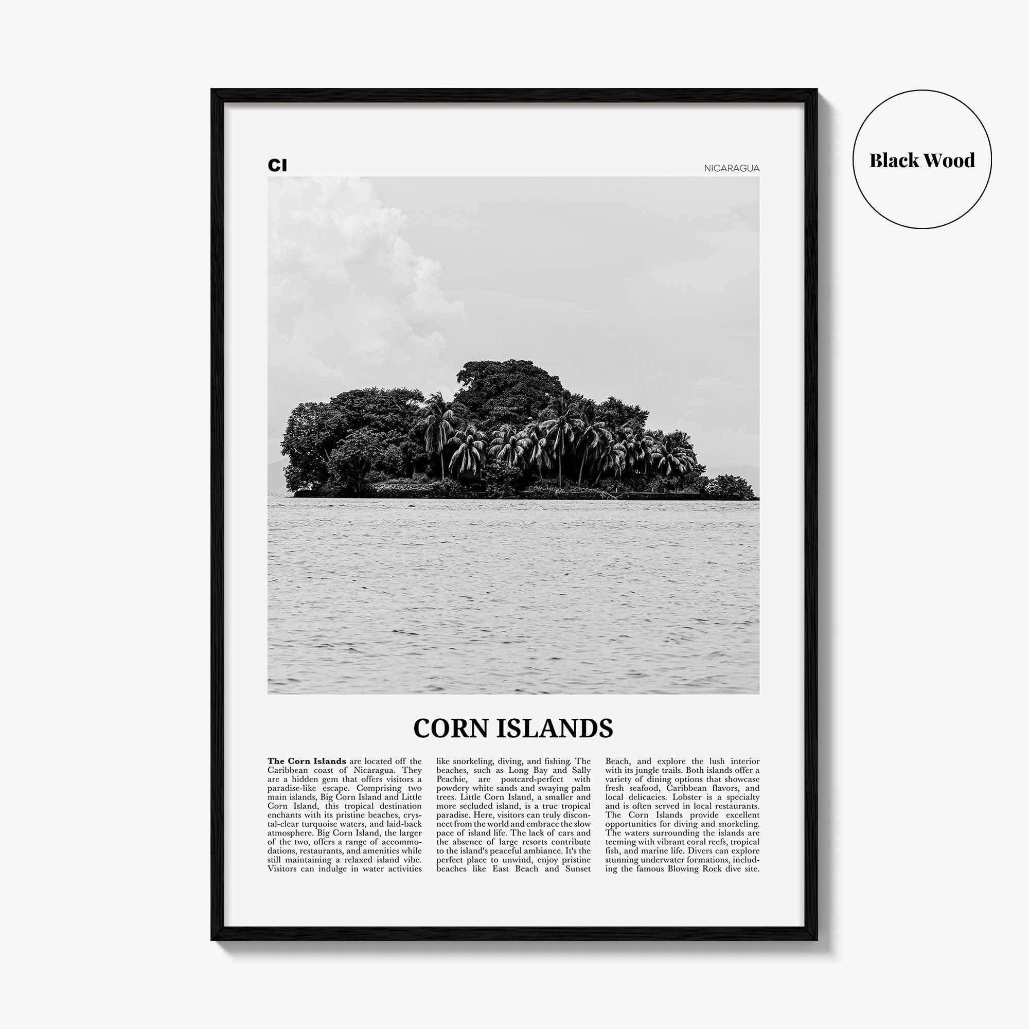 Corn Islands Print Black and White, Corn Islands Wall Art, Corn Islands Poster, Corn Islands Photo, Corn Islands Wall Décor, Nicaragua