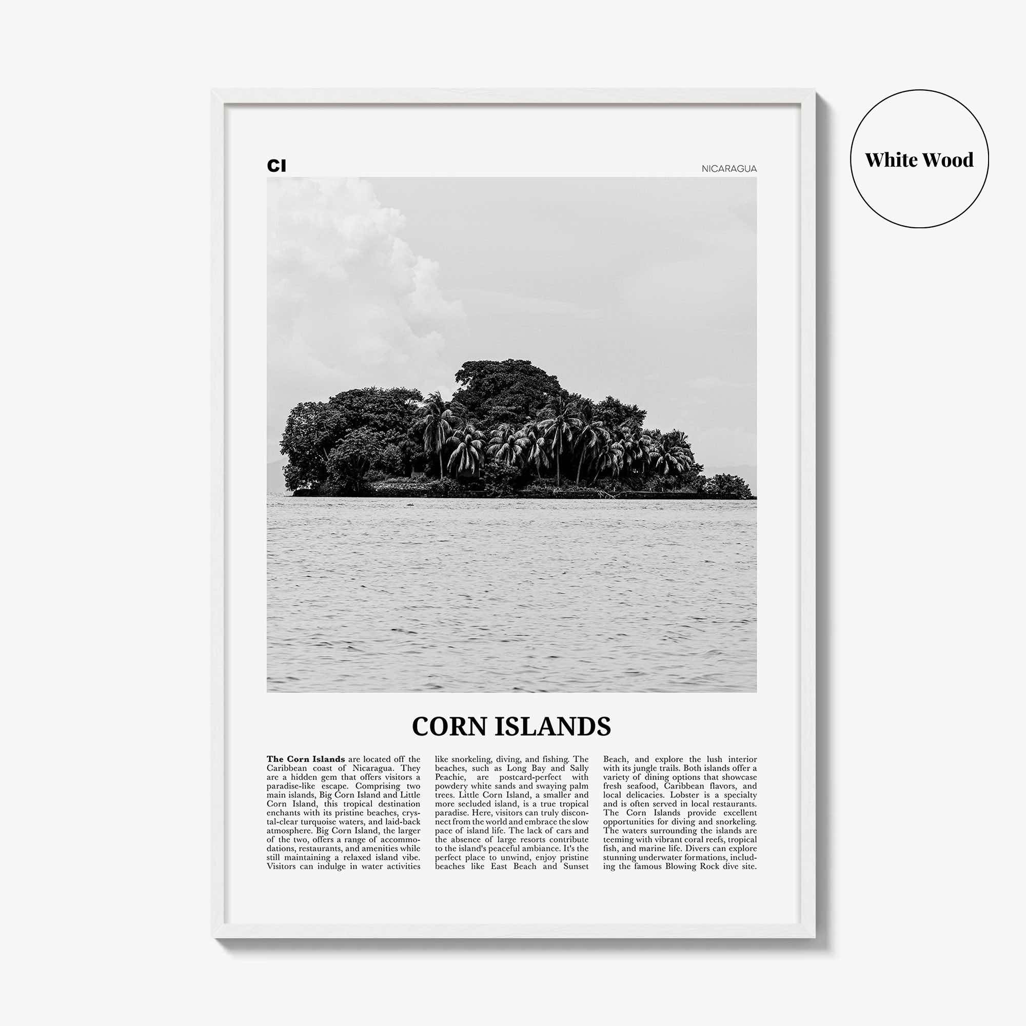 Corn Islands Print Black and White, Corn Islands Wall Art, Corn Islands Poster, Corn Islands Photo, Corn Islands Wall Décor, Nicaragua