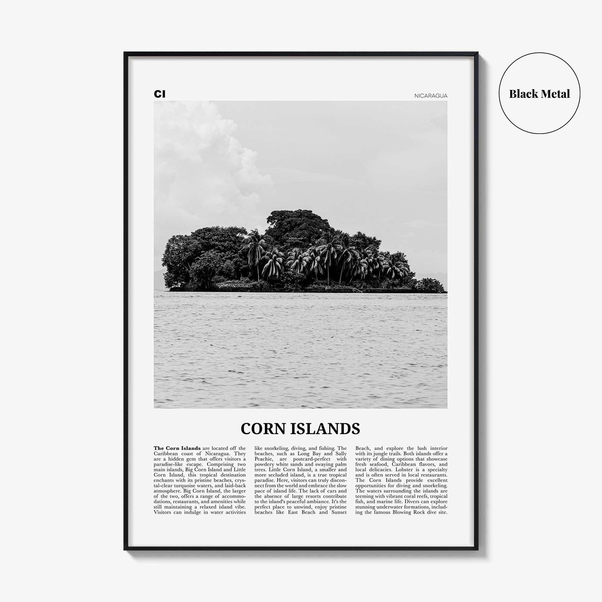 Corn Islands Print Black and White, Corn Islands Wall Art, Corn Islands Poster, Corn Islands Photo, Corn Islands Wall Décor, Nicaragua