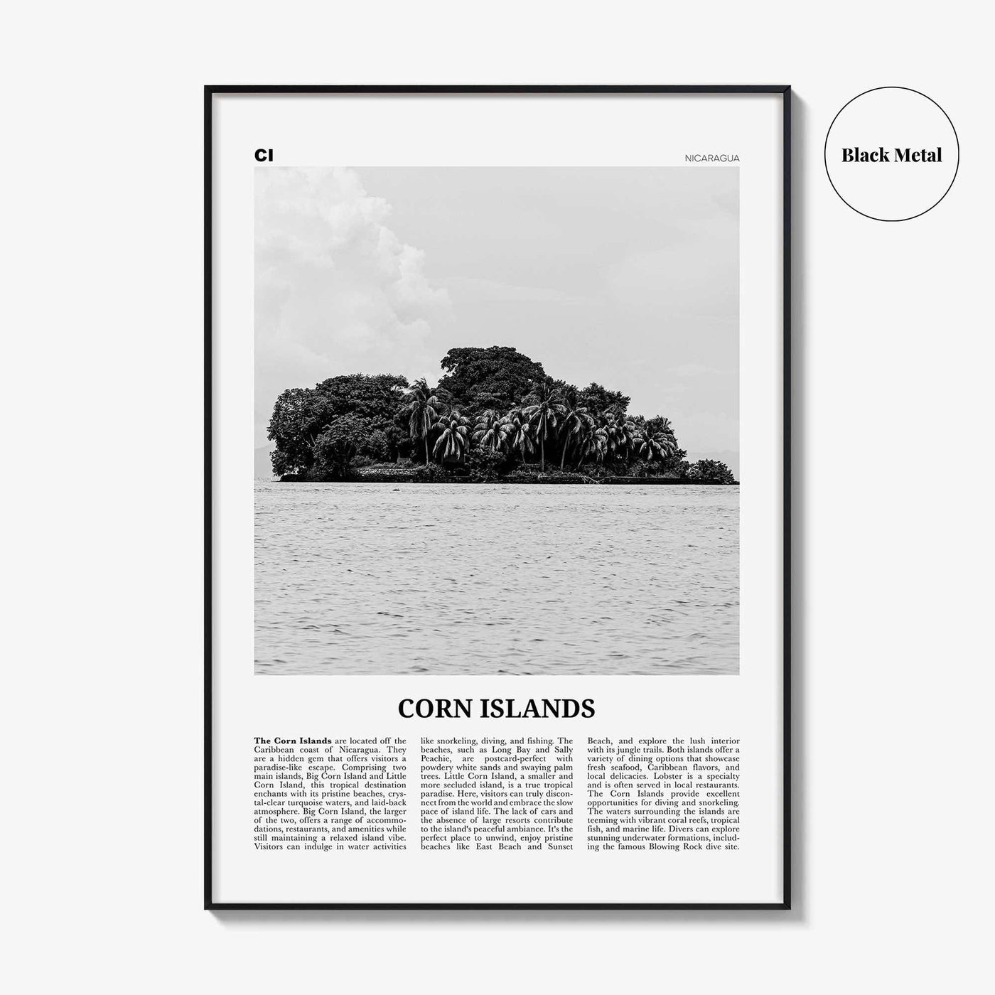 Corn Islands Print Black and White, Corn Islands Wall Art, Corn Islands Poster, Corn Islands Photo, Corn Islands Wall Décor, Nicaragua