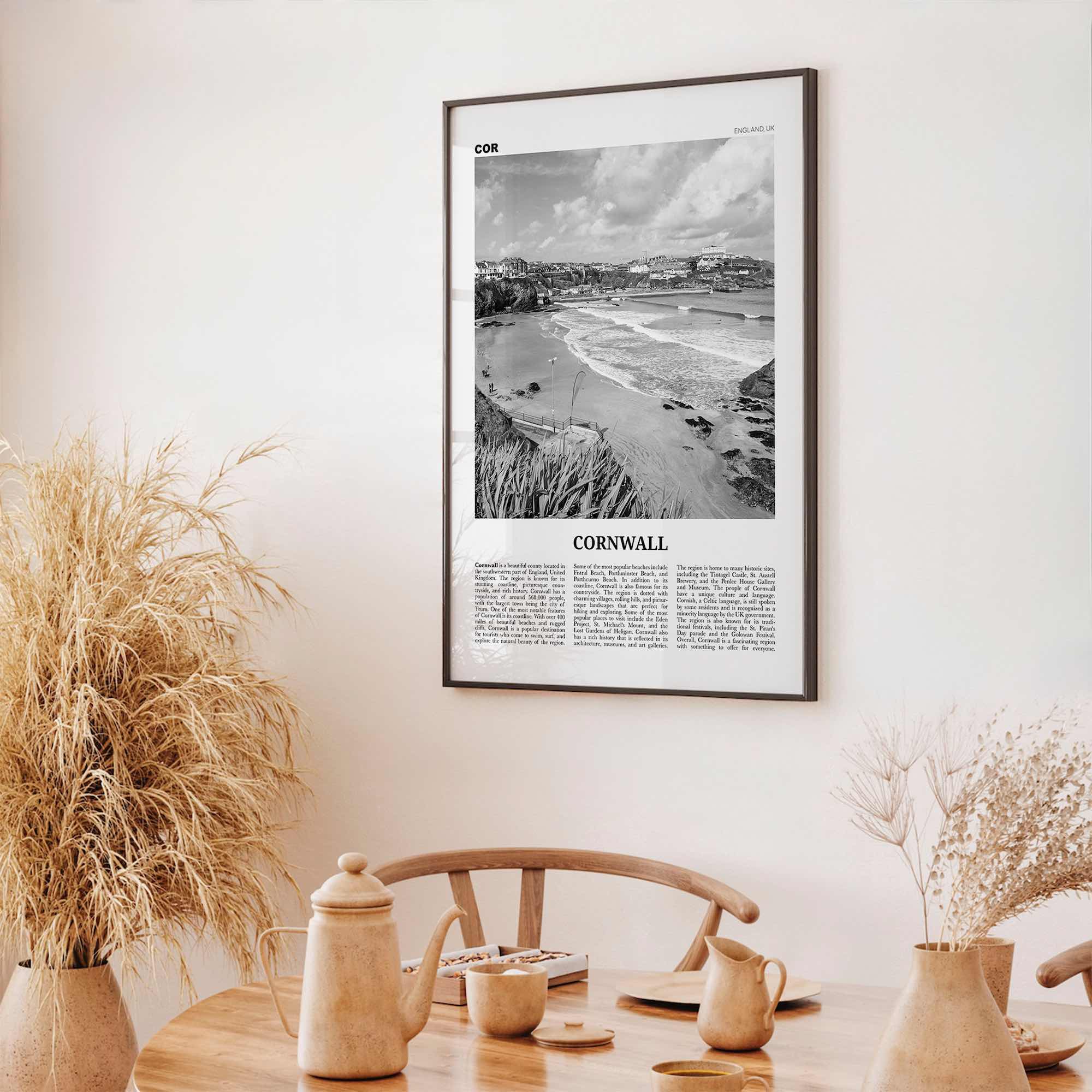 Cornwall Print Black and White, Cornwall Wall Art, Cornwall Poster, Cornwall Photo, Cornwall Wall Décor, Cornwall Map, England, UK