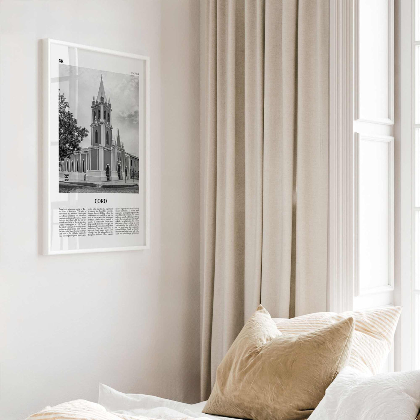 Coro Print Black and White, Coro Wall Art, Coro Poster, Coro Photo, Coro Wall Décor, Coro Map, Venezuela