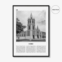 Coro Print Black and White, Coro Wall Art, Coro Poster, Coro Photo, Coro Wall Décor, Coro Map, Venezuela