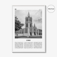 Coro Print Black and White, Coro Wall Art, Coro Poster, Coro Photo, Coro Wall Décor, Coro Map, Venezuela