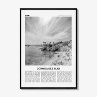 Corona del Mar Print Black and White, Corona del Mar Wall Art, Corona del Mar Poster, Corona del Mar Photo, Newport Beach, California