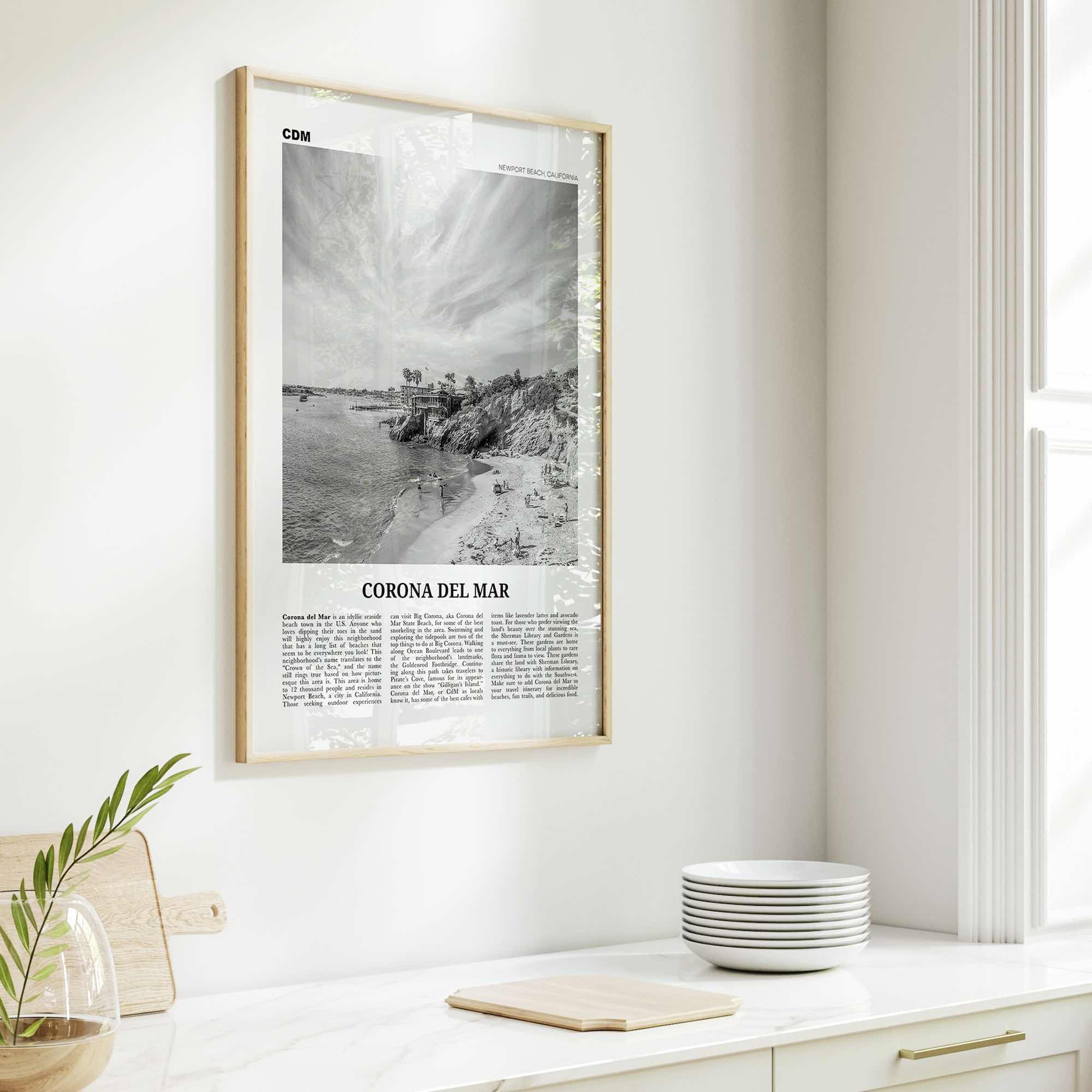 Corona del Mar Print Black and White, Corona del Mar Wall Art, Corona del Mar Poster, Corona del Mar Photo, Newport Beach, California