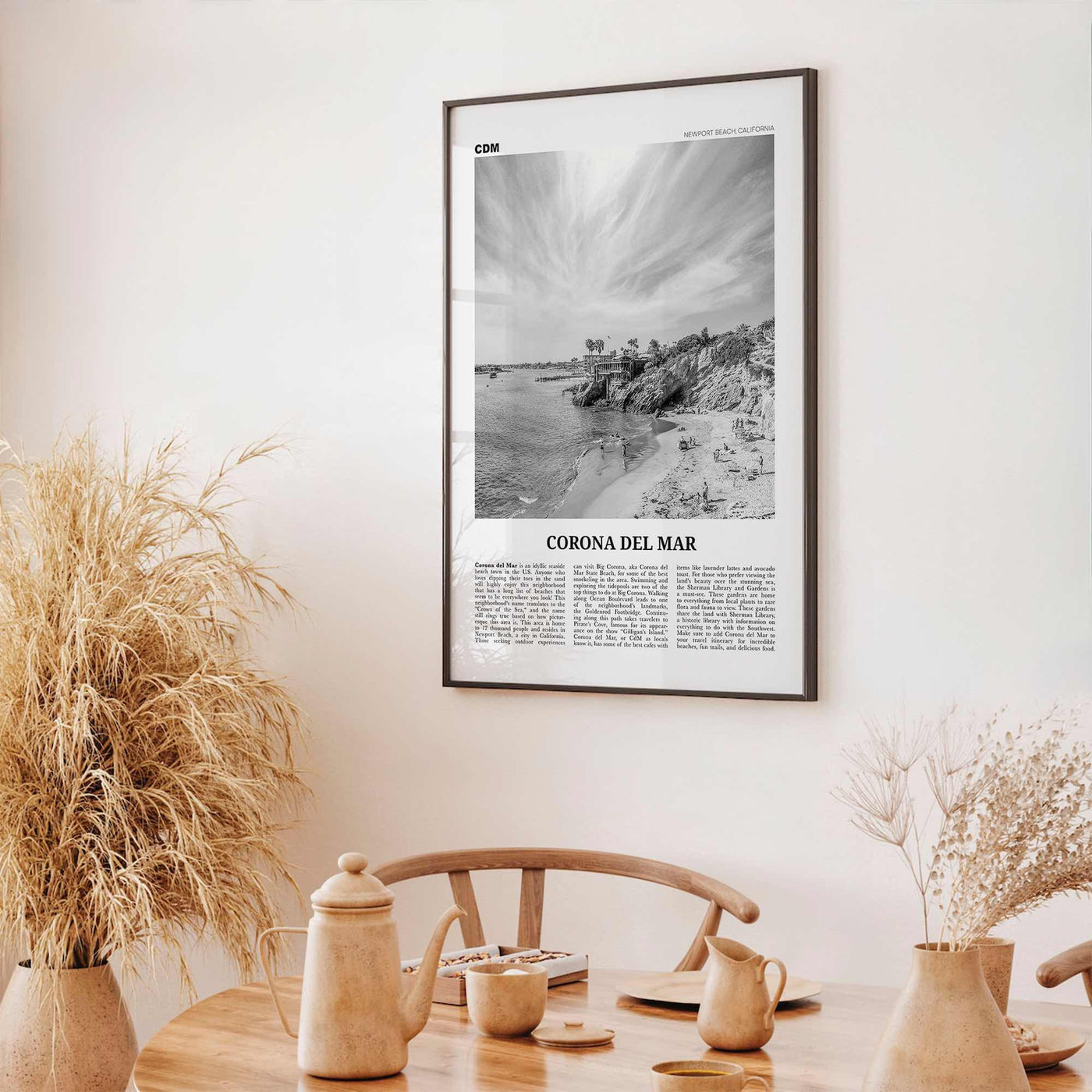 Corona del Mar Print Black and White, Corona del Mar Wall Art, Corona del Mar Poster, Corona del Mar Photo, Newport Beach, California