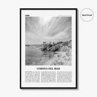 Corona del Mar Print Black and White, Corona del Mar Wall Art, Corona del Mar Poster, Corona del Mar Photo, Newport Beach, California