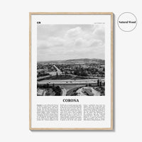 Corona Print Black and White, Corona Wall Art, Corona Poster, Corona Photo, Corona Wall Décor, Corona Map, California USA