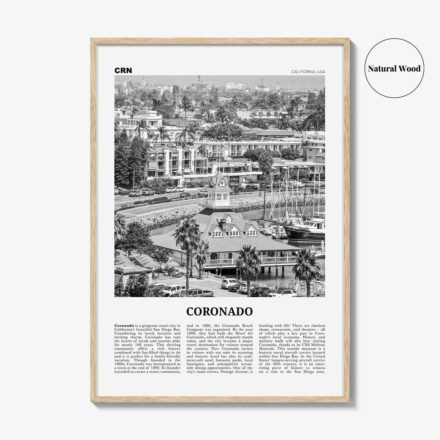 Coronado Print Black and White, Coronado Wall Art, Coronado Poster, Coronado Photo, Coronado, California, USA, United States, North America