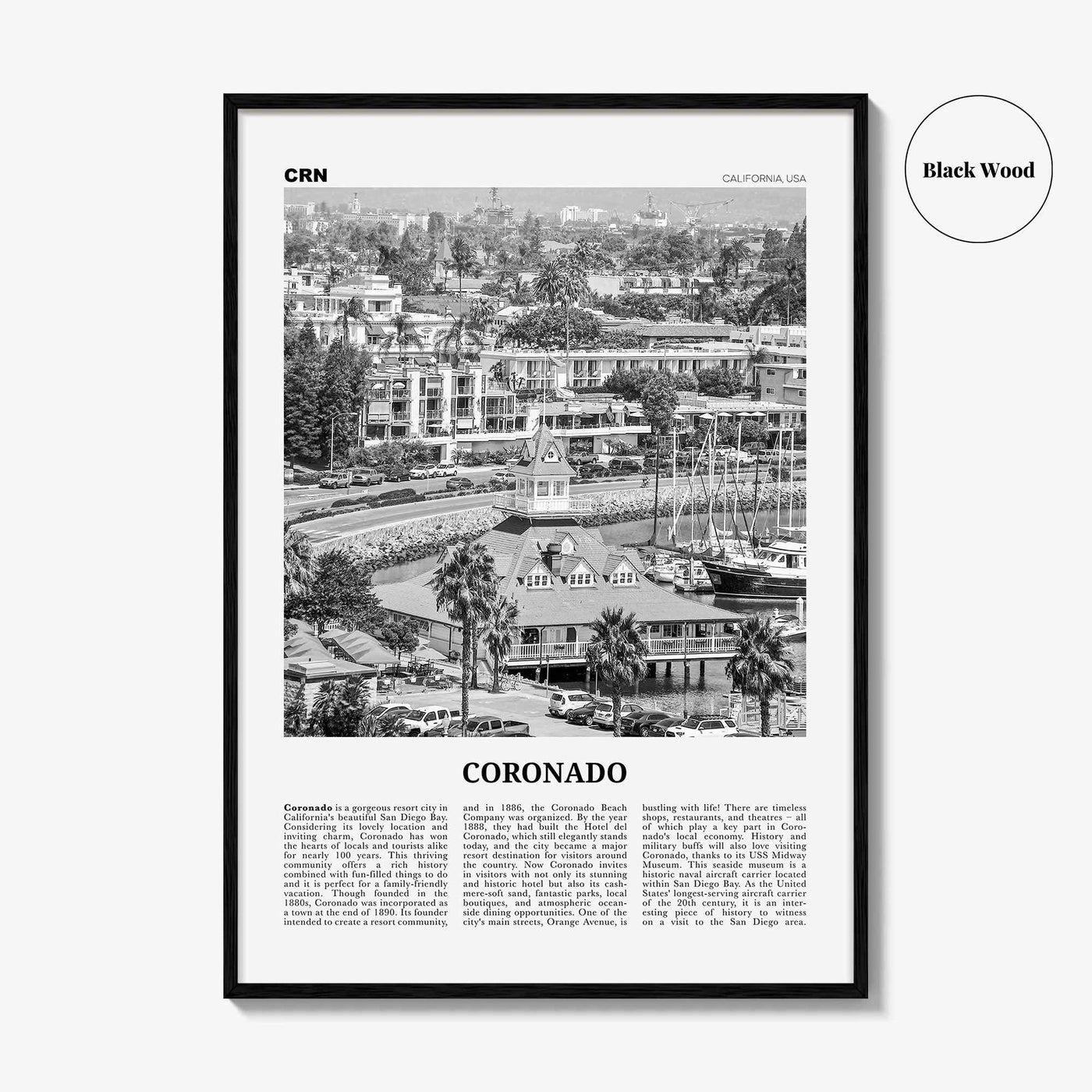 Coronado Print Black and White, Coronado Wall Art, Coronado Poster, Coronado Photo, Coronado, California, USA, United States, North America