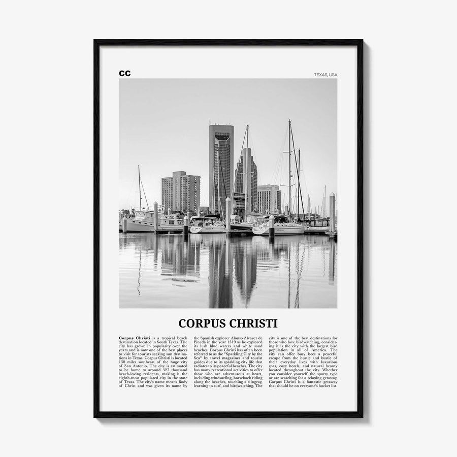 Corpus Christi Print Black and White, Corpus Christi Wall Art, Corpus Christi Poster, Corpus Christi Photo, Corpus Christi, Texas, USA