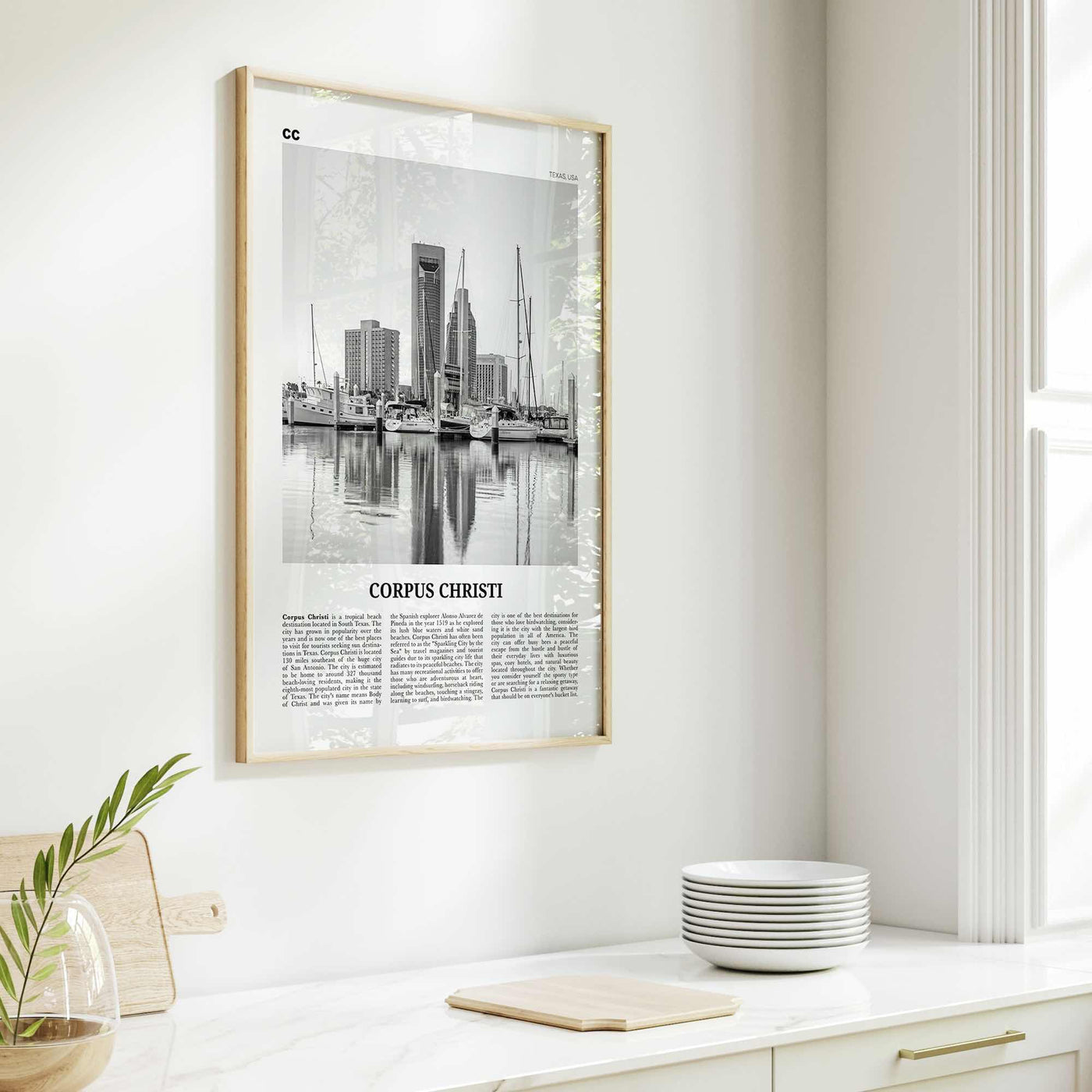 Corpus Christi Print Black and White, Corpus Christi Wall Art, Corpus Christi Poster, Corpus Christi Photo, Corpus Christi, Texas, USA