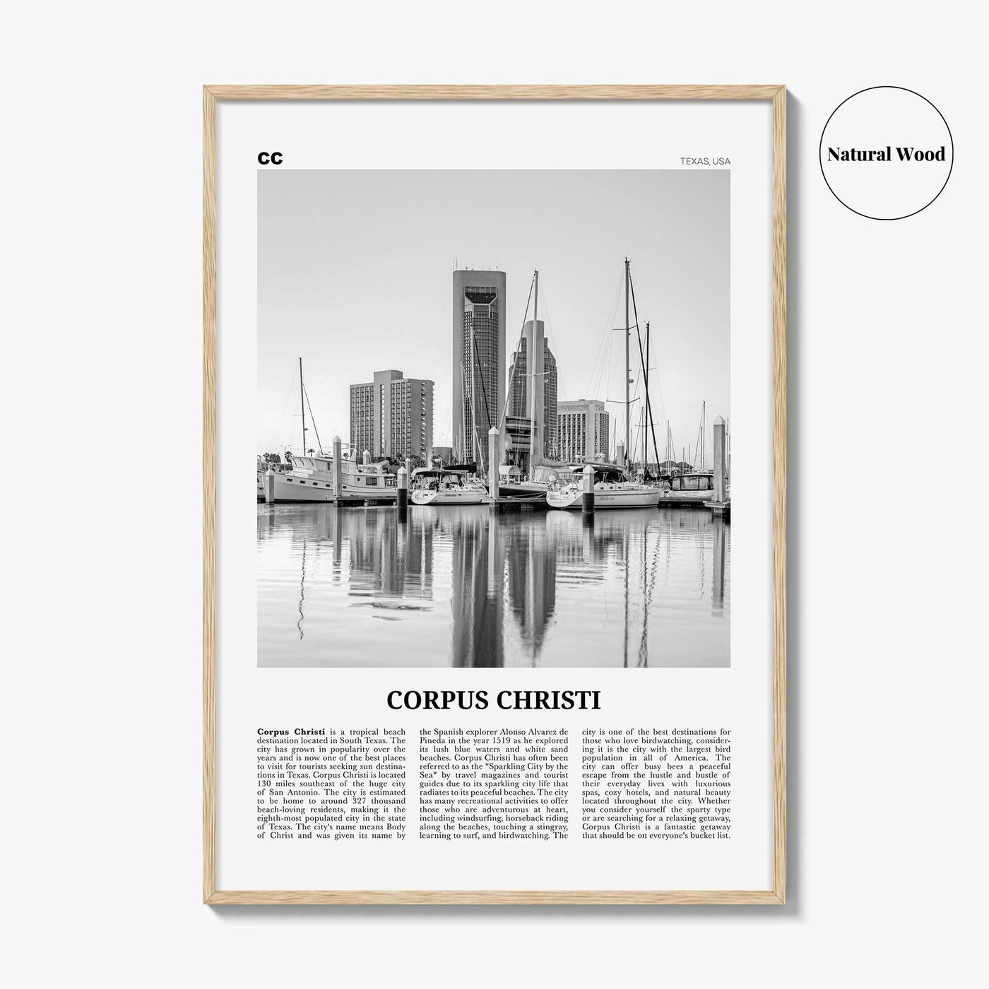 Corpus Christi Print Black and White, Corpus Christi Wall Art, Corpus Christi Poster, Corpus Christi Photo, Corpus Christi, Texas, USA