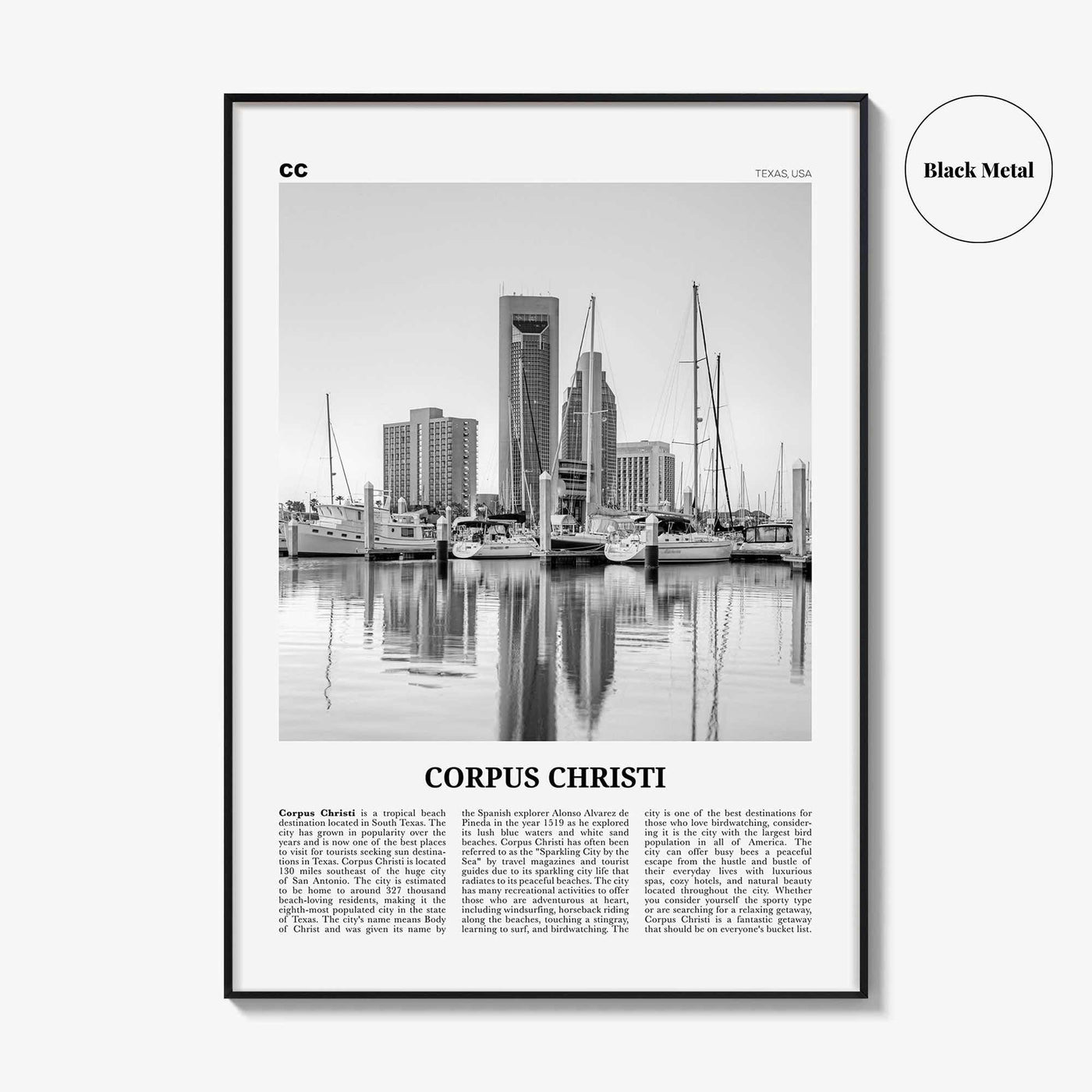 Corpus Christi Print Black and White, Corpus Christi Wall Art, Corpus Christi Poster, Corpus Christi Photo, Corpus Christi, Texas, USA