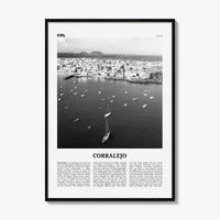 Corralejo Print Black and White, Corralejo Wall Art, Corralejo Poster, Corralejo Photo, Corralejo Wall Décor, Corralejo Map, Spain