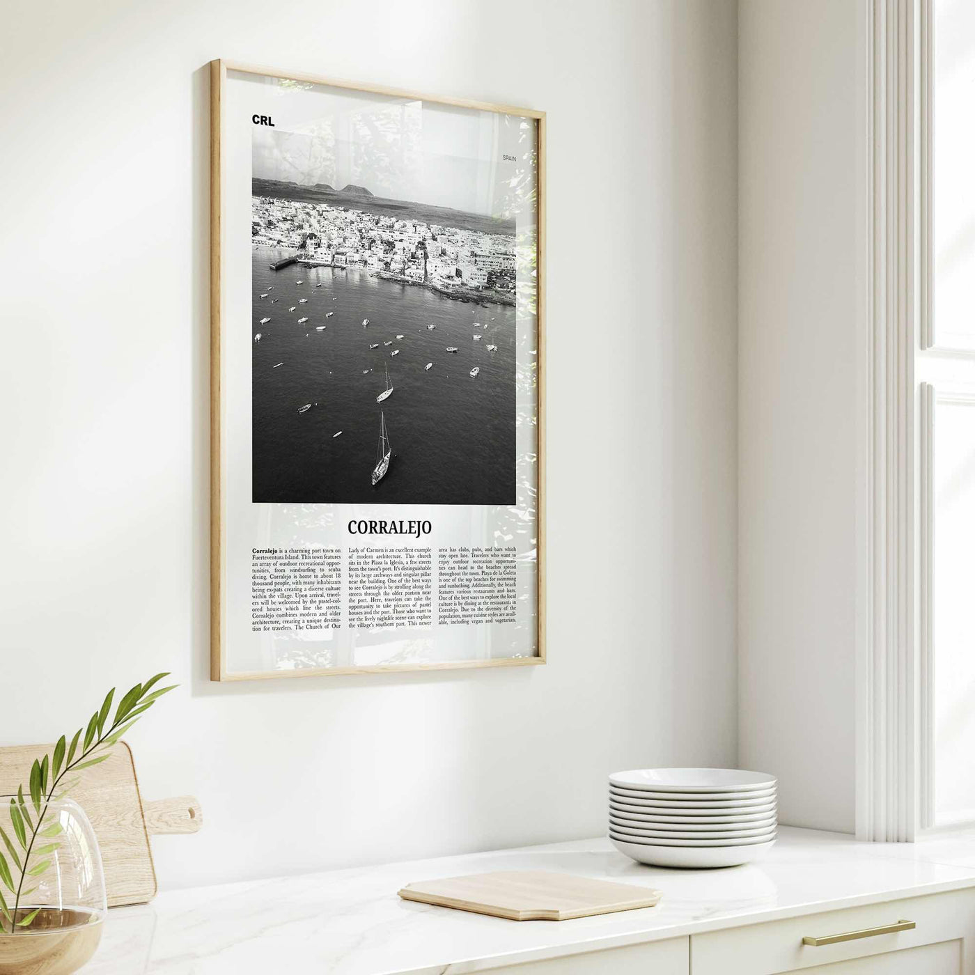 Corralejo Print Black and White, Corralejo Wall Art, Corralejo Poster, Corralejo Photo, Corralejo Wall Décor, Corralejo Map, Spain