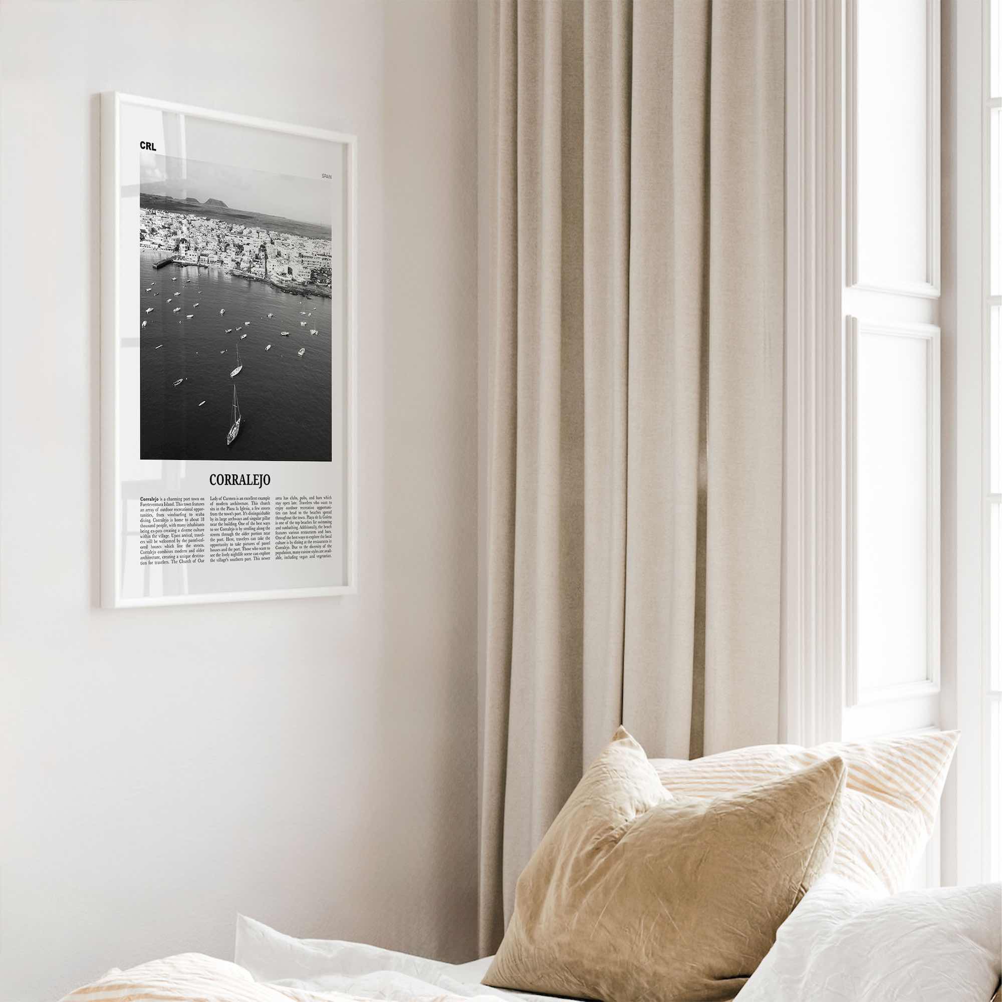 Corralejo Print Black and White, Corralejo Wall Art, Corralejo Poster, Corralejo Photo, Corralejo Wall Décor, Corralejo Map, Spain