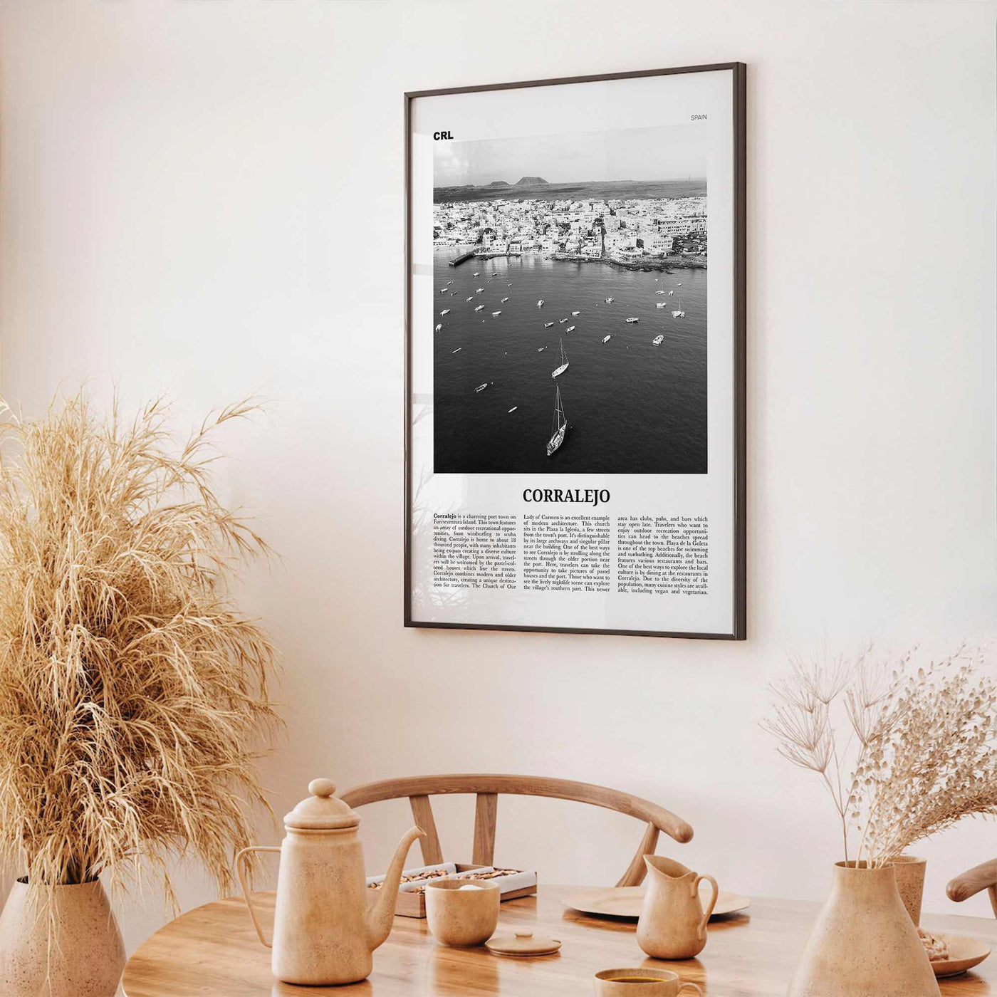 Corralejo Print Black and White, Corralejo Wall Art, Corralejo Poster, Corralejo Photo, Corralejo Wall Décor, Corralejo Map, Spain