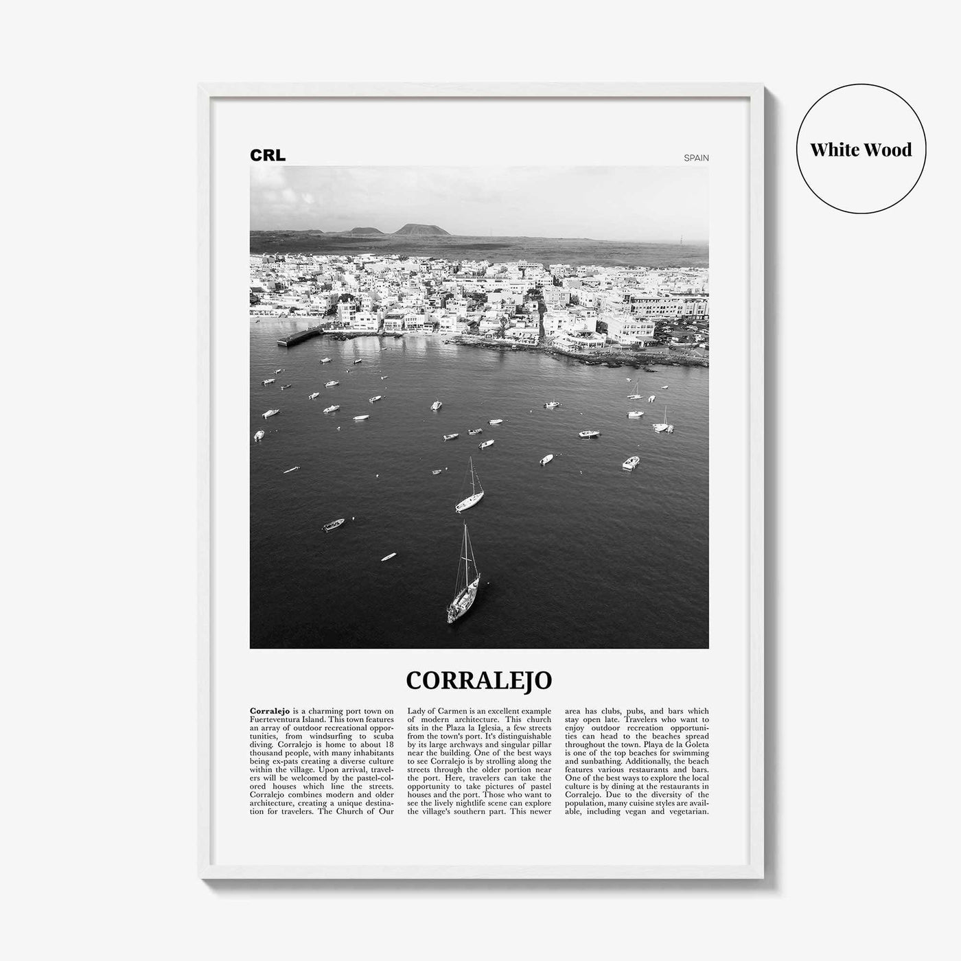 Corralejo Print Black and White, Corralejo Wall Art, Corralejo Poster, Corralejo Photo, Corralejo Wall Décor, Corralejo Map, Spain