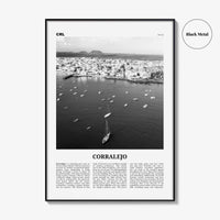 Corralejo Print Black and White, Corralejo Wall Art, Corralejo Poster, Corralejo Photo, Corralejo Wall Décor, Corralejo Map, Spain
