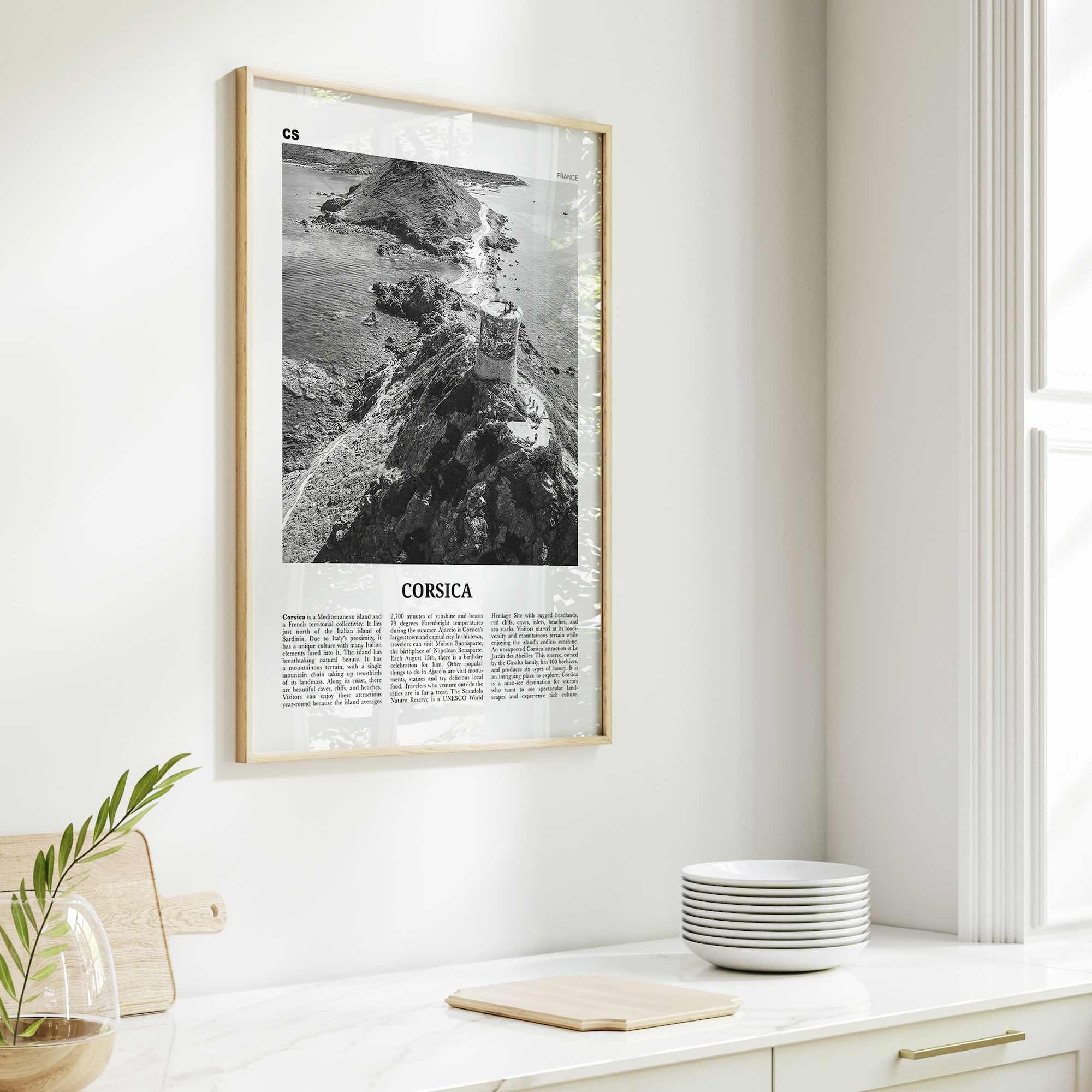 Corsica Print Black and White, Corsica Wall Art, Corsica Poster, Corsica Photo, Corsica Wall Décor, Corse, Ajaccio, France