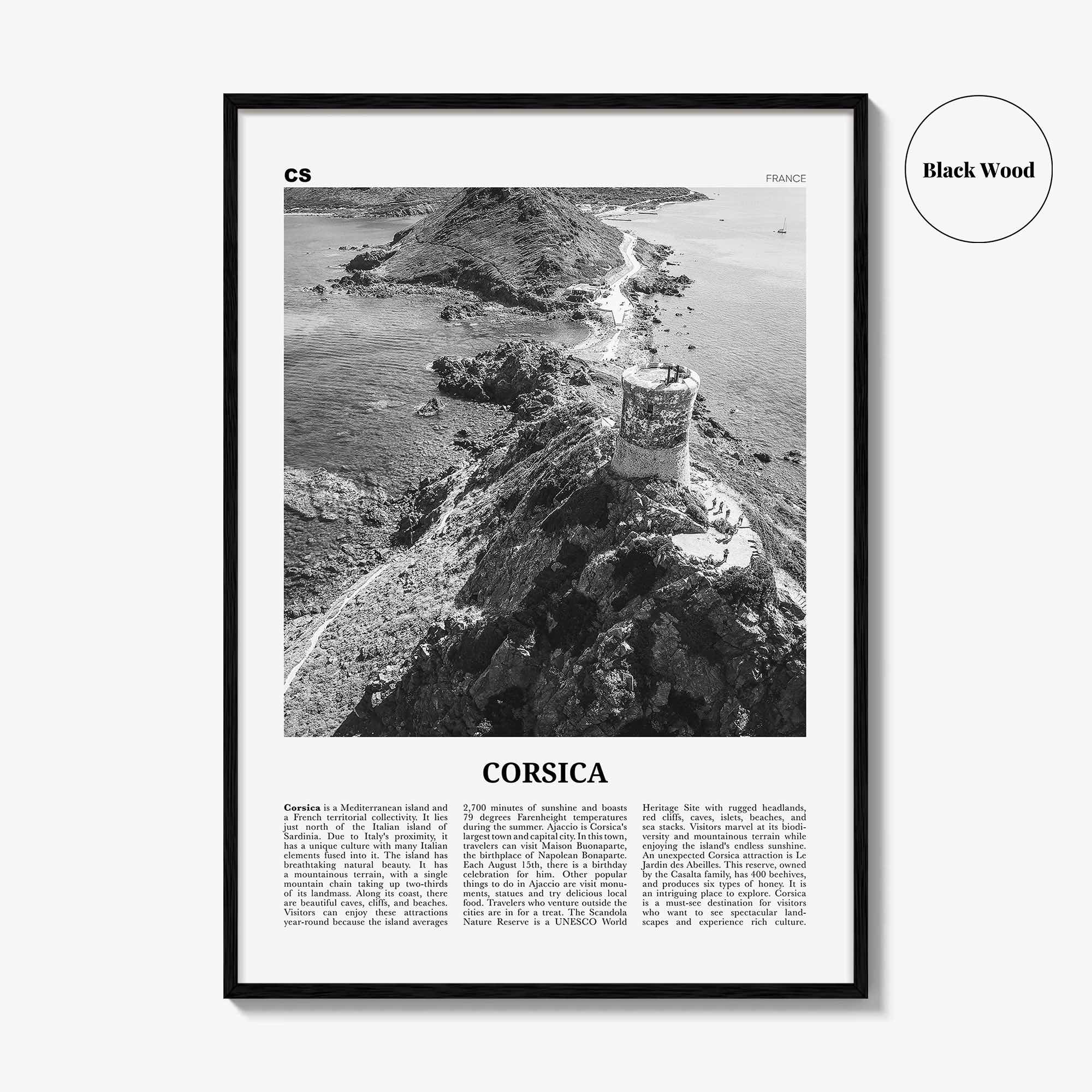 Corsica Print Black and White, Corsica Wall Art, Corsica Poster, Corsica Photo, Corsica Wall Décor, Corse, Ajaccio, France