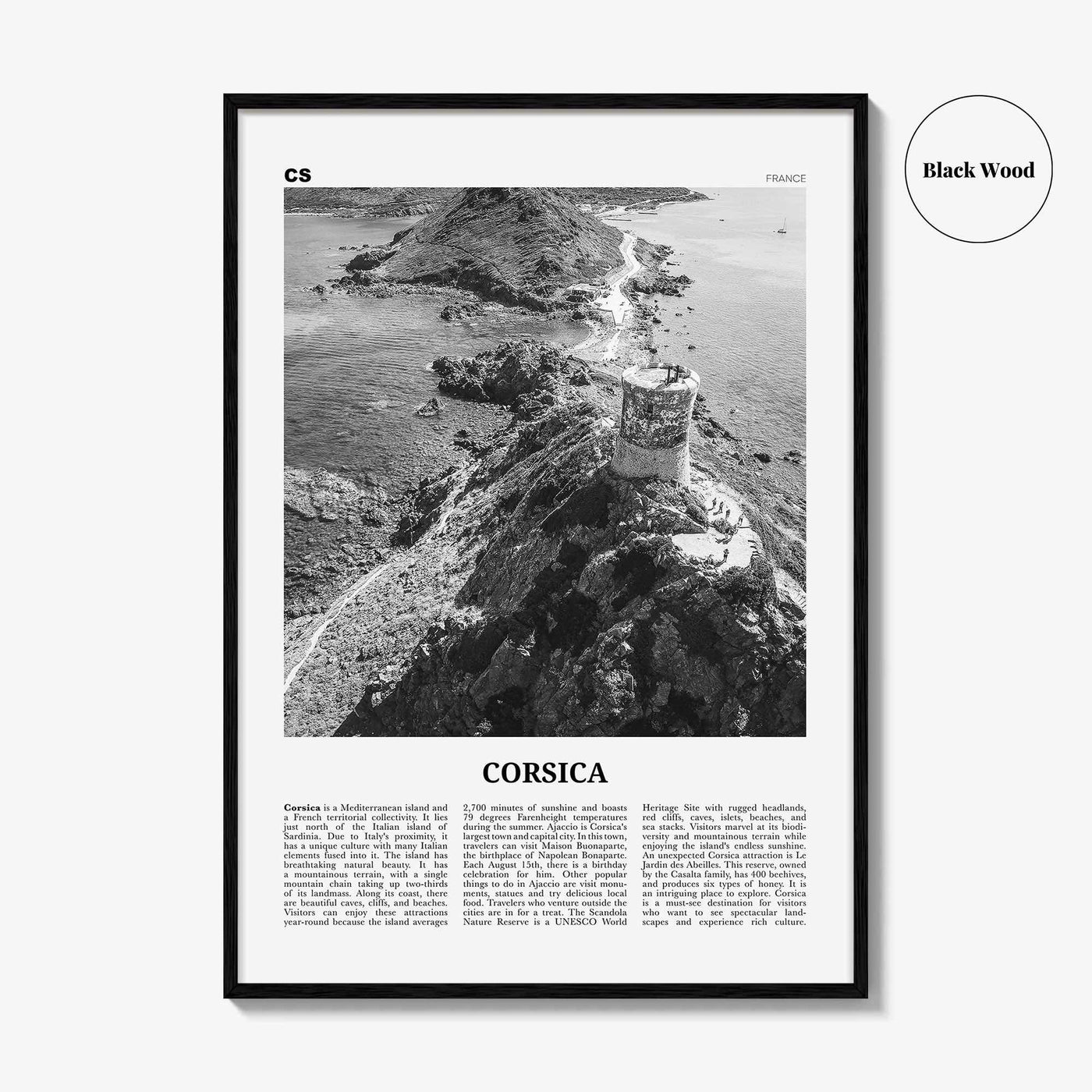 Corsica Print Black and White, Corsica Wall Art, Corsica Poster, Corsica Photo, Corsica Wall Décor, Corse, Ajaccio, France