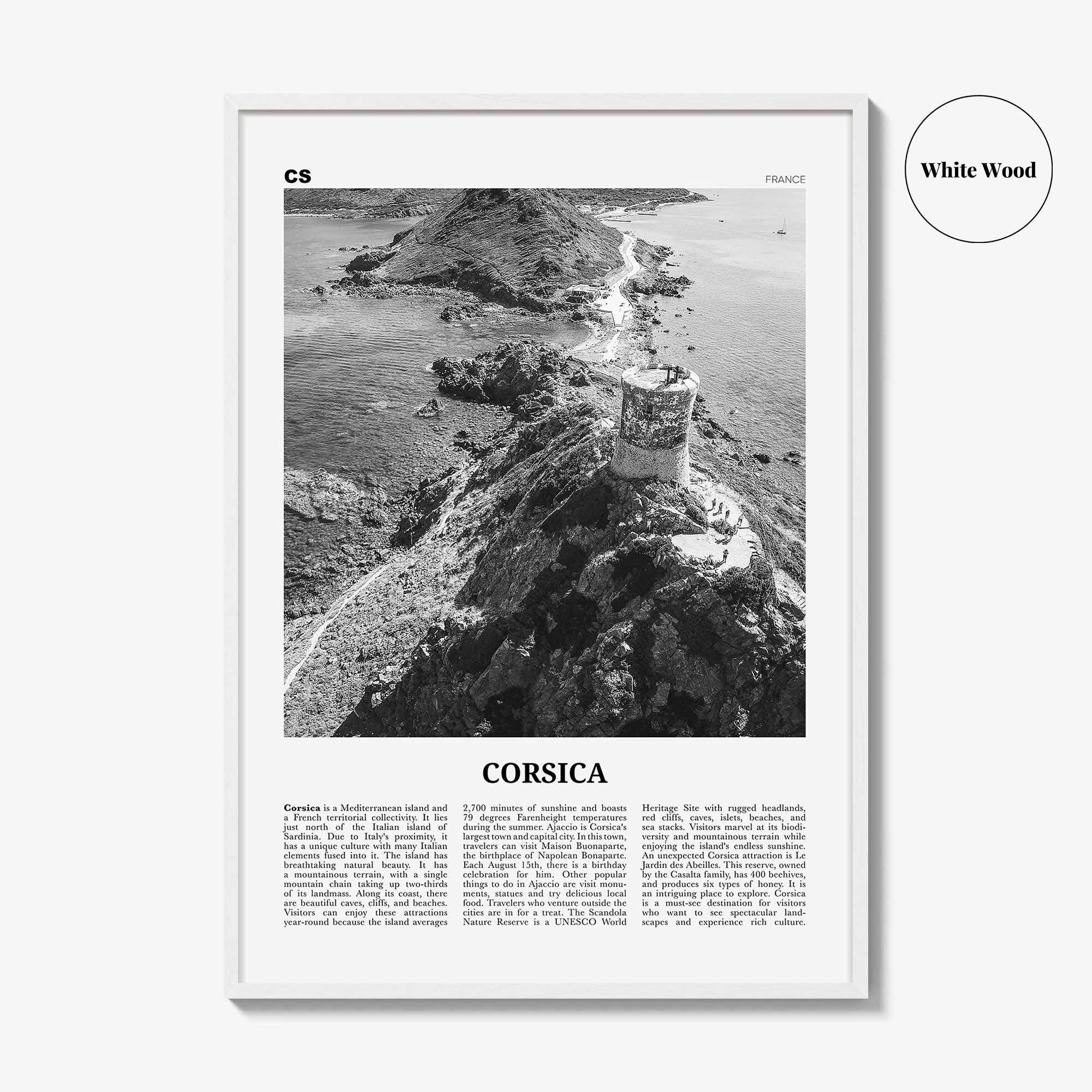 Corsica Print Black and White, Corsica Wall Art, Corsica Poster, Corsica Photo, Corsica Wall Décor, Corse, Ajaccio, France