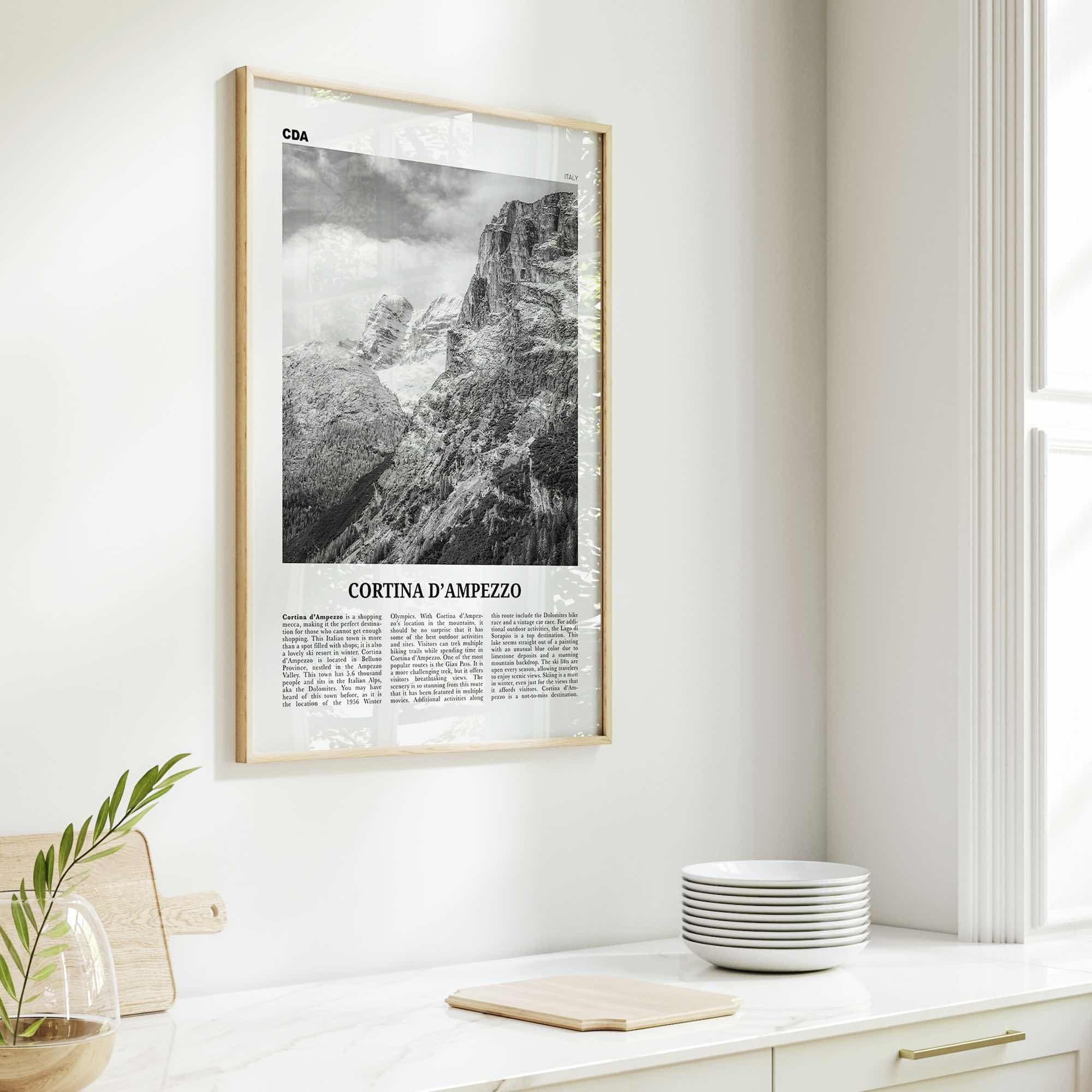 Cortina Dampezzo Print Black and White, Cortina d’Ampezzo Wall Art, Cortina d’Ampezzo Poster, Cortina d’Ampezzo Photo, Italy
