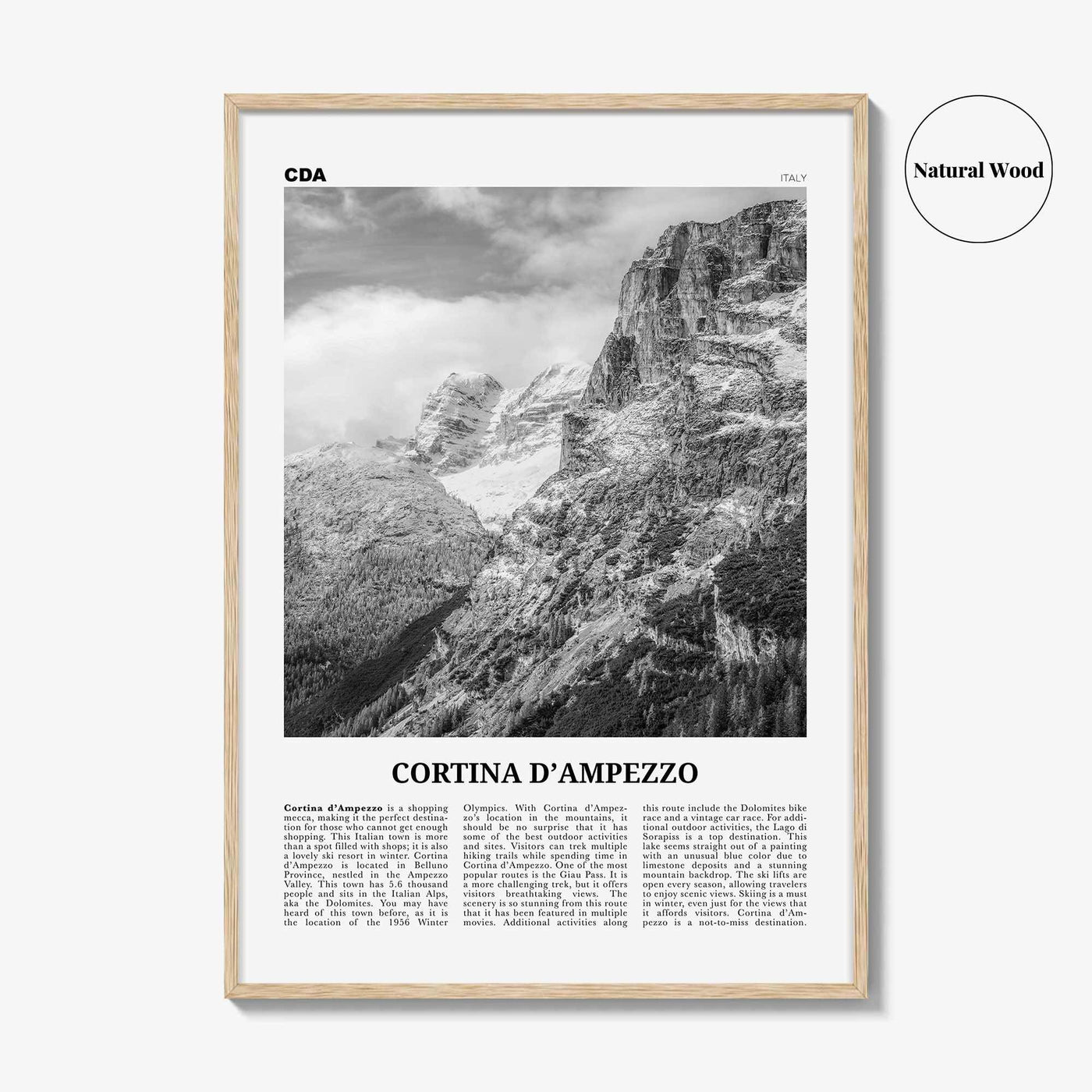 Cortina Dampezzo Print Black and White, Cortina d’Ampezzo Wall Art, Cortina d’Ampezzo Poster, Cortina d’Ampezzo Photo, Italy