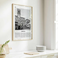 Cortona Print Black and White, Cortona Wall Art, Cortona Poster, Cortona Photo, Cortona Wall Décor, Cortona Map, Italy