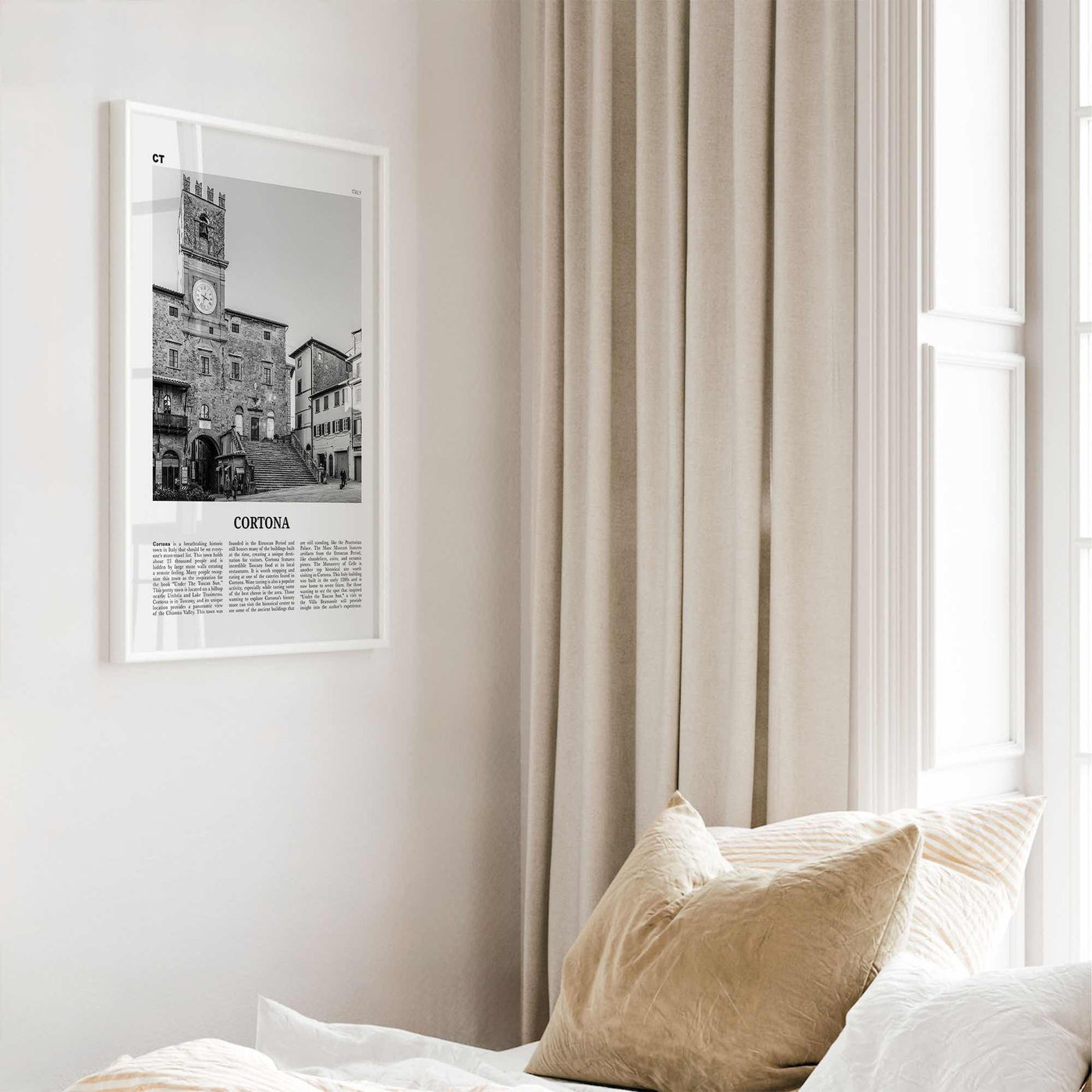 Cortona Print Black and White, Cortona Wall Art, Cortona Poster, Cortona Photo, Cortona Wall Décor, Cortona Map, Italy