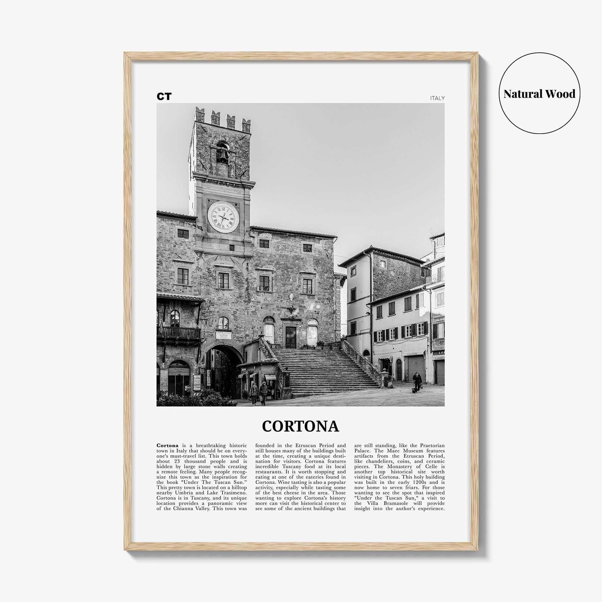 Cortona Print Black and White, Cortona Wall Art, Cortona Poster, Cortona Photo, Cortona Wall Décor, Cortona Map, Italy