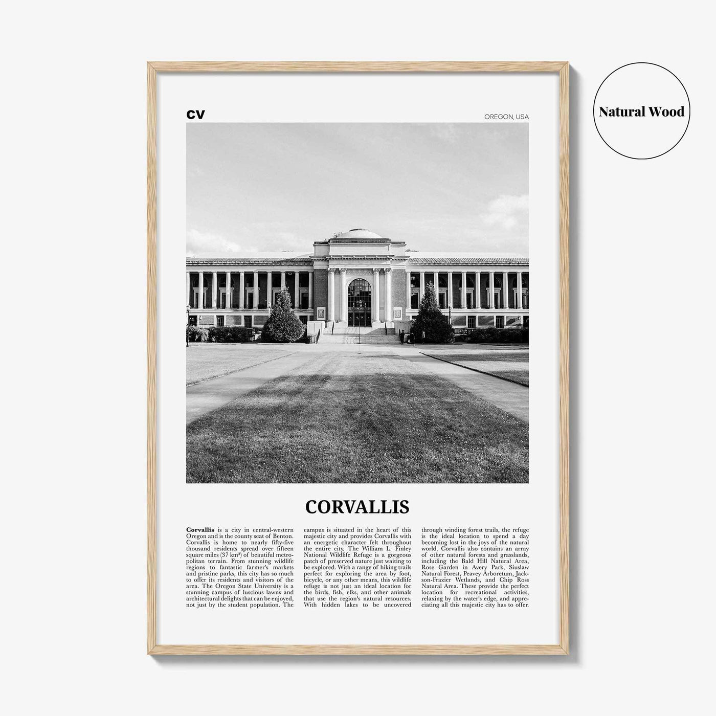 Corvallis Print Black and White, Corvallis Wall Art, Corvallis Poster, Corvallis Photo, Corvallis Map, Corvallis Wall Decor, Oregon, USA