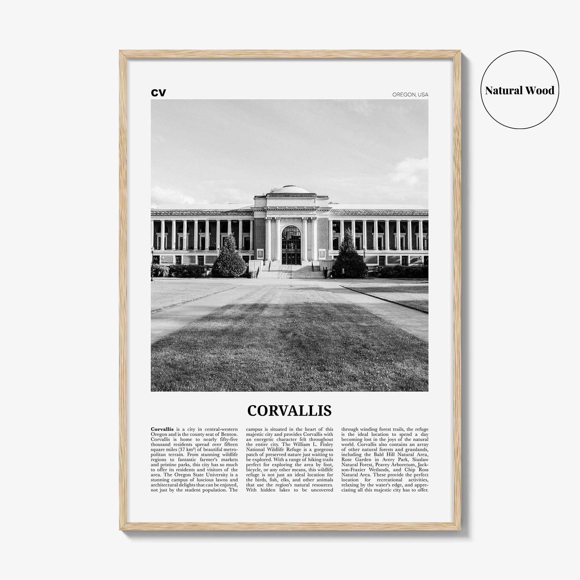 Corvallis Print Black and White, Corvallis Wall Art, Corvallis Poster, Corvallis Photo, Corvallis Map, Corvallis Wall Decor, Oregon, USA