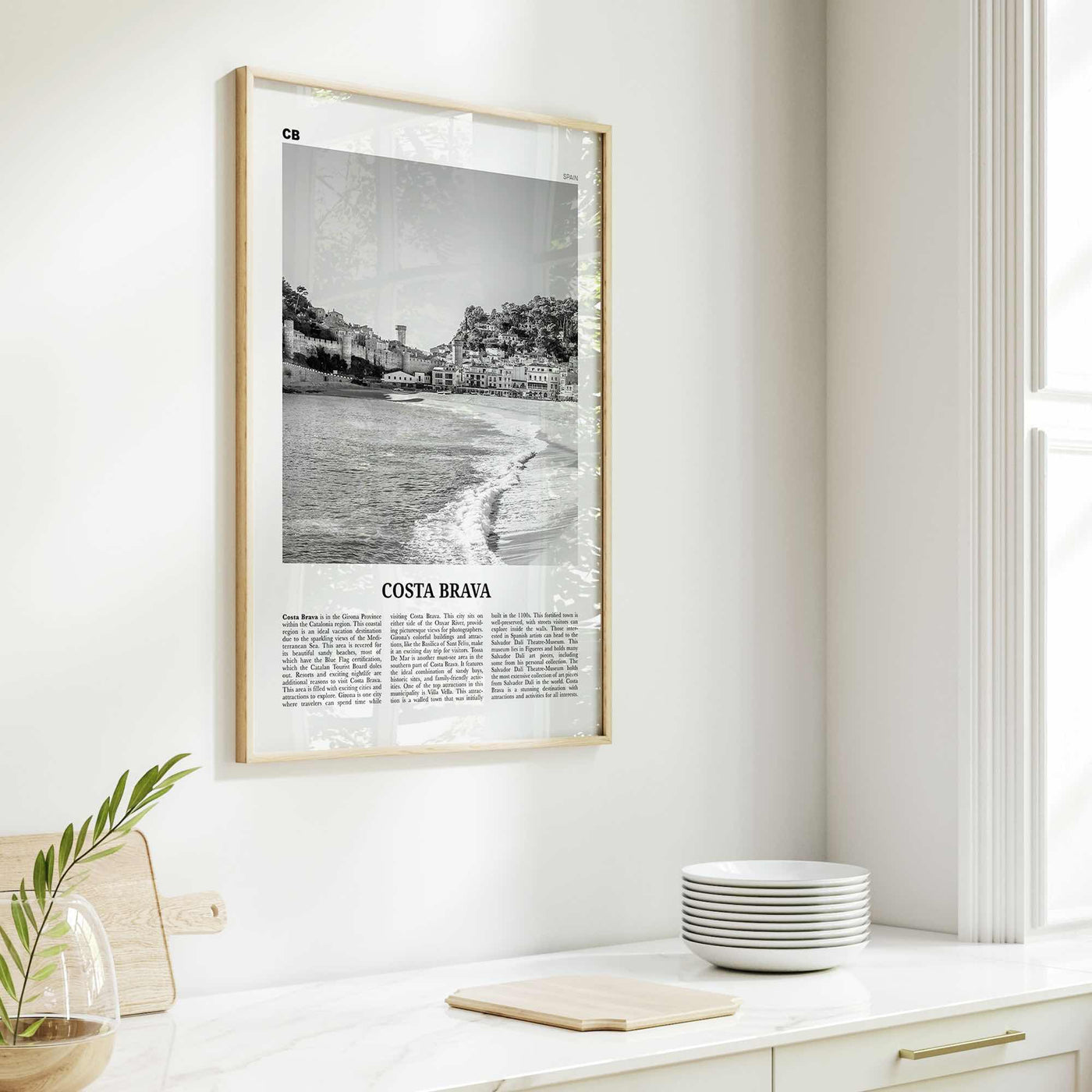 Costa Brava Print Black and White, Costa Brava Wall Art, Costa Brava Poster, Costa Brava Photo, Costa Brava Wall Décor, Costa Brava Map