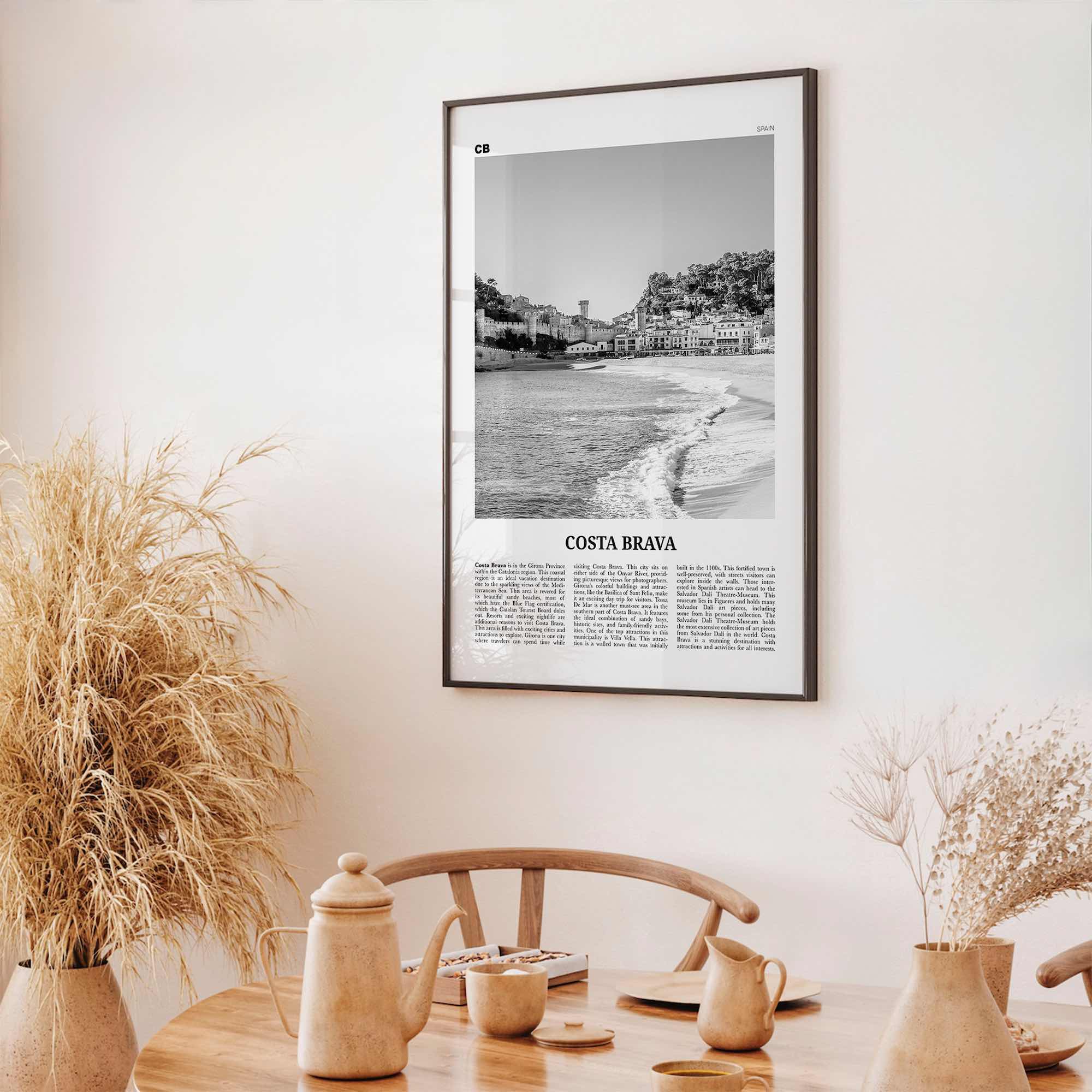 Costa Brava Print Black and White, Costa Brava Wall Art, Costa Brava Poster, Costa Brava Photo, Costa Brava Wall Décor, Costa Brava Map