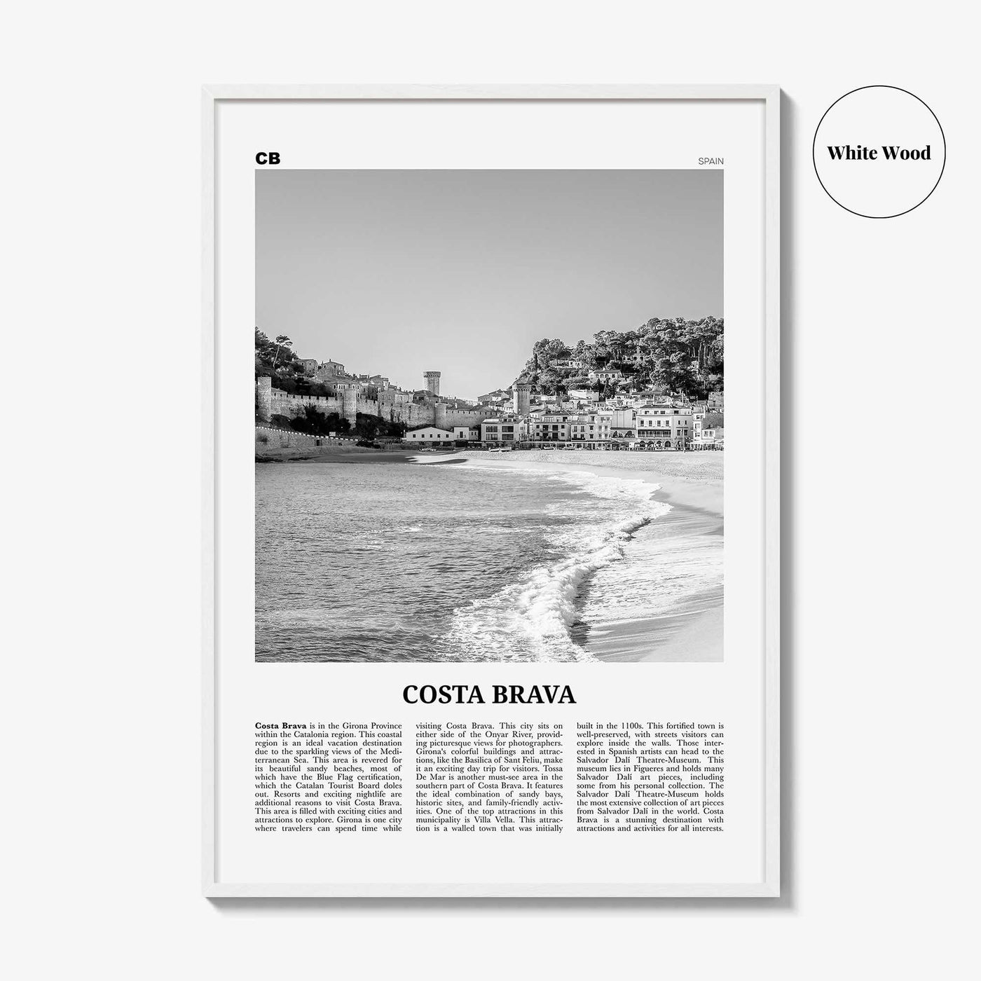 Costa Brava Print Black and White, Costa Brava Wall Art, Costa Brava Poster, Costa Brava Photo, Costa Brava Wall Décor, Costa Brava Map