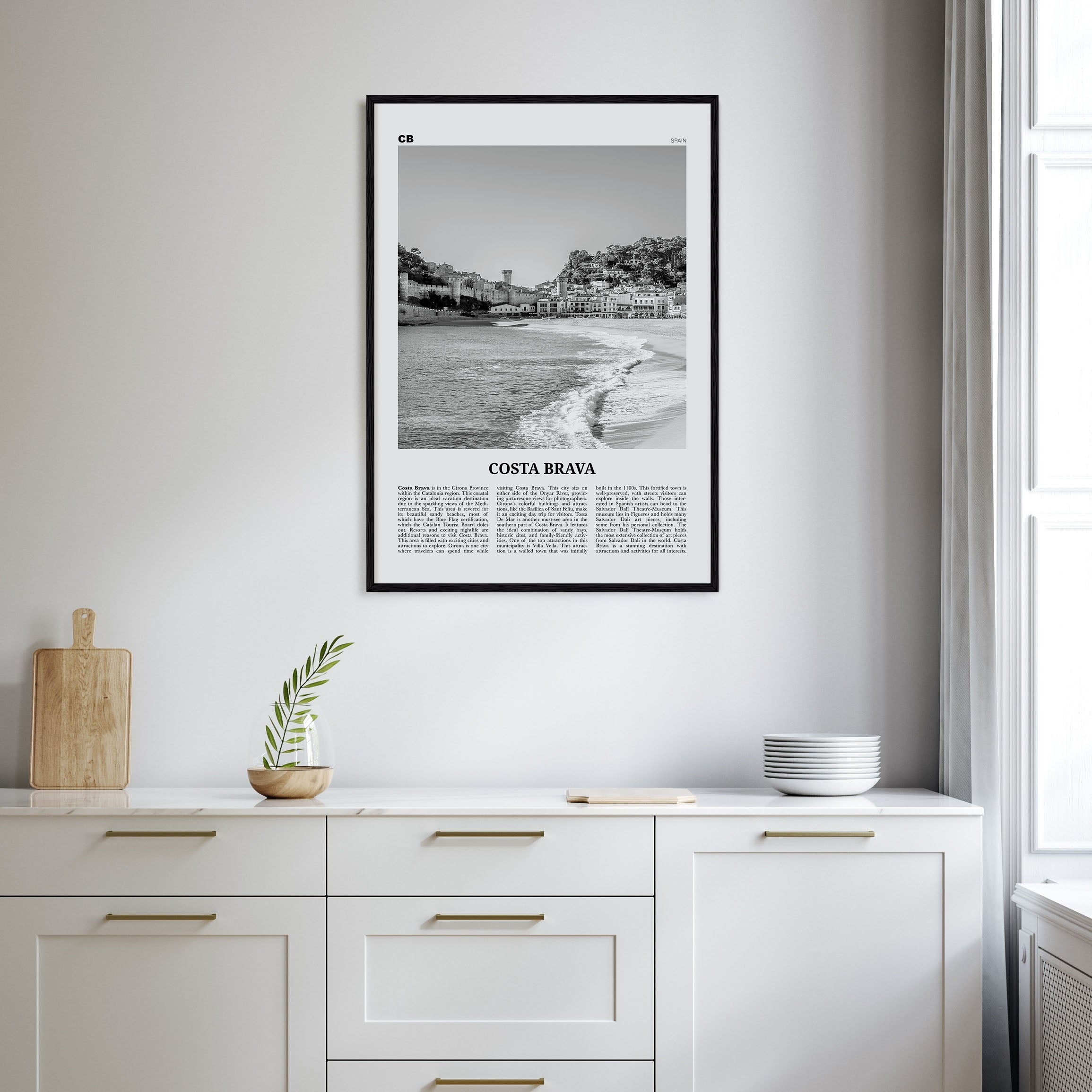 Costa Brava Travel B&W Poster
