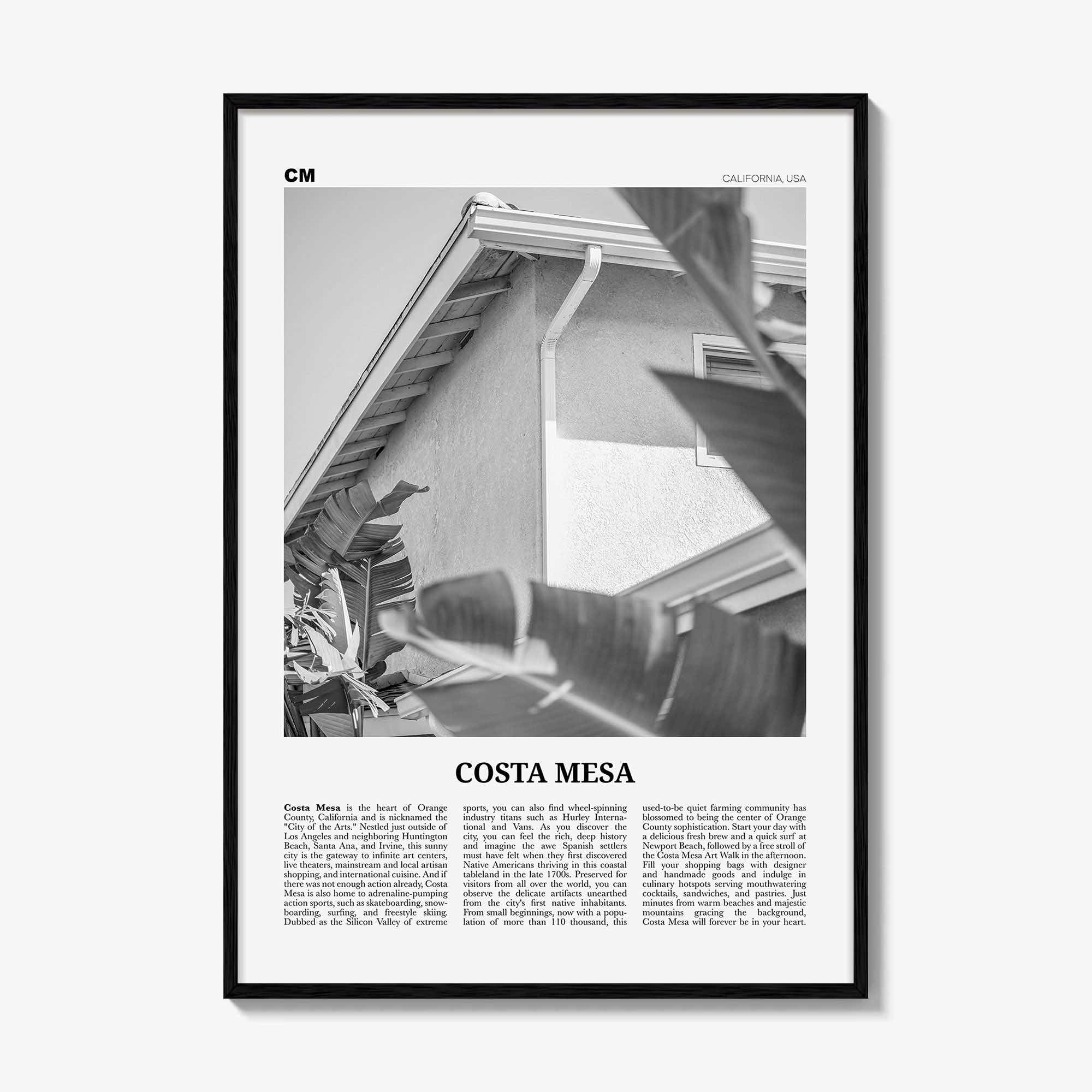 Costa Mesa Print Black and White, Costa Mesa Wall Art, Costa Mesa Poster, Costa Mesa Photo, California, USA, United States, North America
