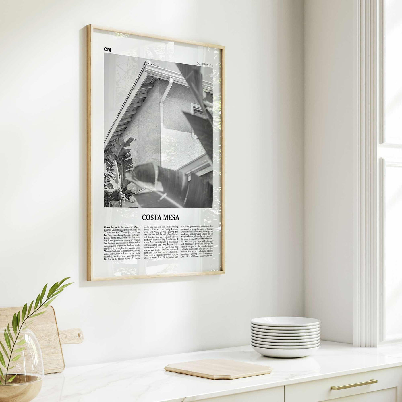 Costa Mesa Print Black and White, Costa Mesa Wall Art, Costa Mesa Poster, Costa Mesa Photo, California, USA, United States, North America