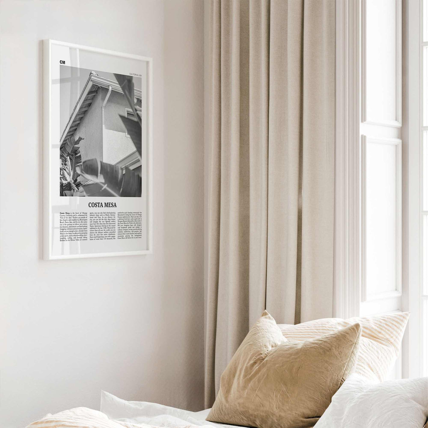 Costa Mesa Print Black and White, Costa Mesa Wall Art, Costa Mesa Poster, Costa Mesa Photo, California, USA, United States, North America