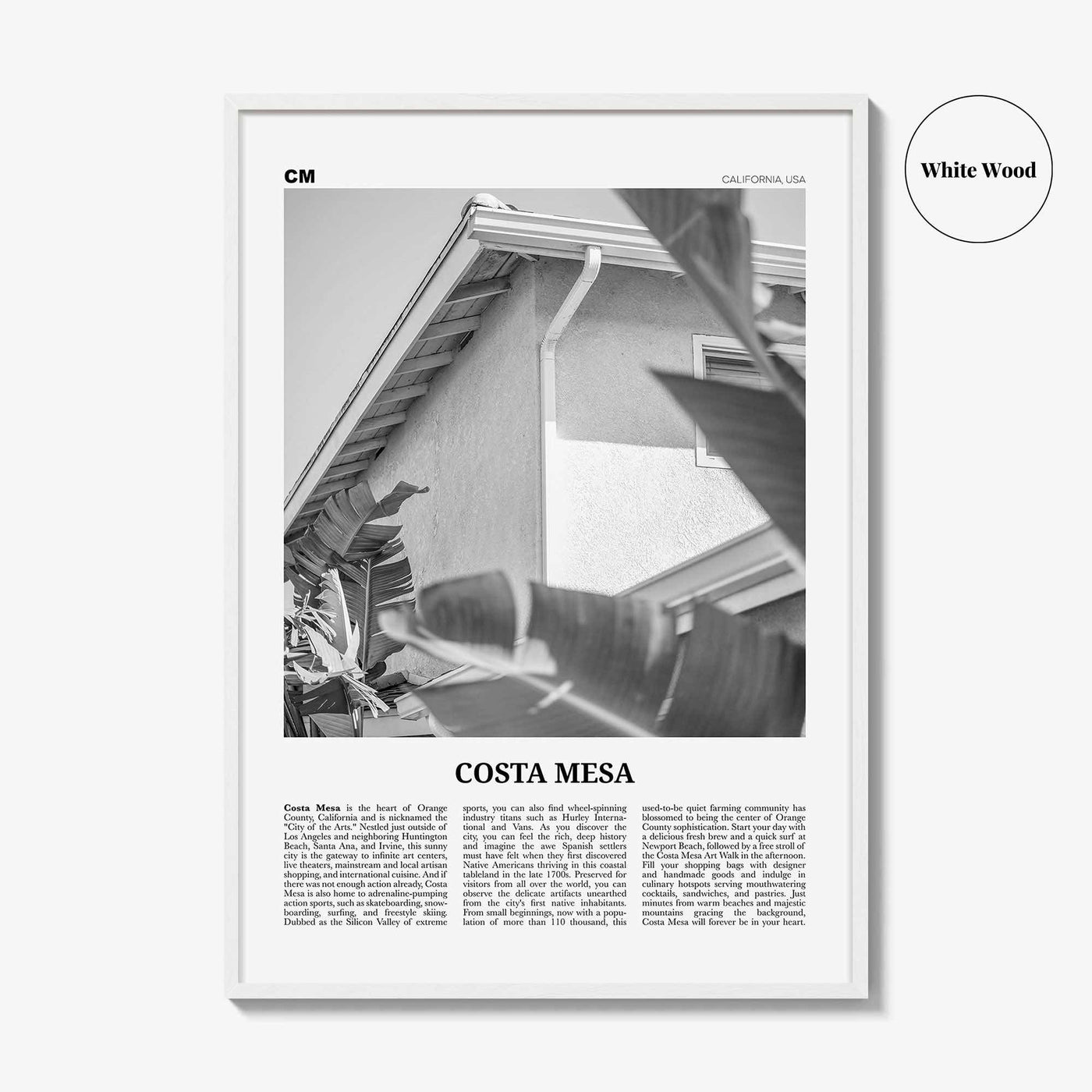 Costa Mesa Print Black and White, Costa Mesa Wall Art, Costa Mesa Poster, Costa Mesa Photo, California, USA, United States, North America