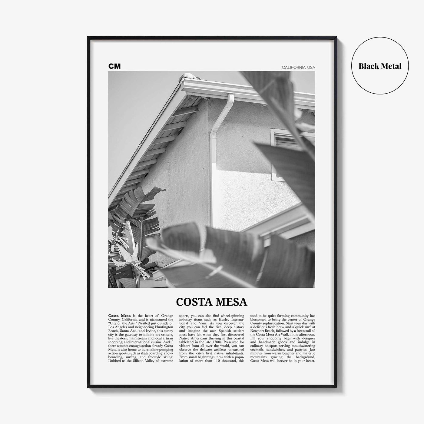 Costa Mesa Print Black and White, Costa Mesa Wall Art, Costa Mesa Poster, Costa Mesa Photo, California, USA, United States, North America