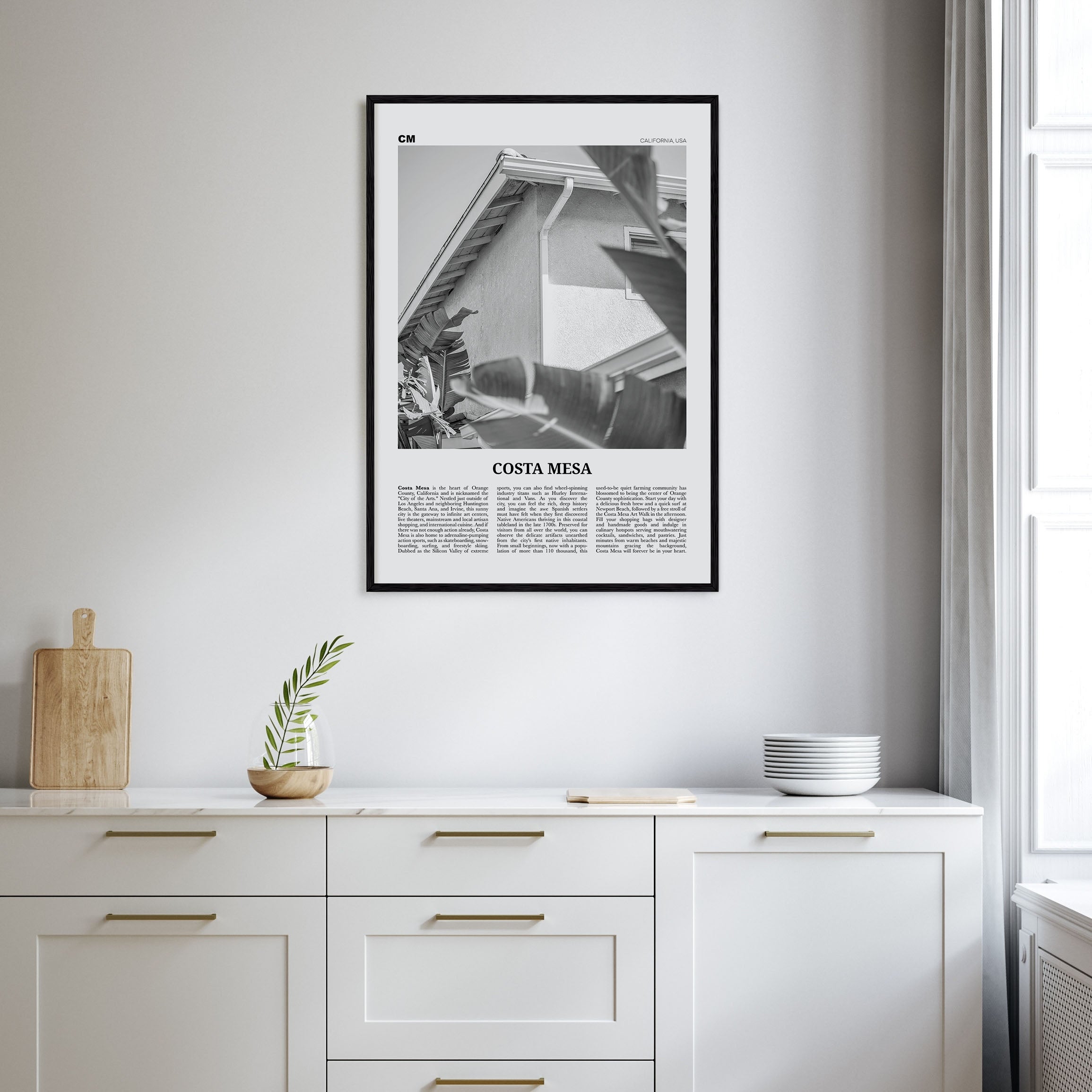 Costa Mesa Travel B&W Poster
